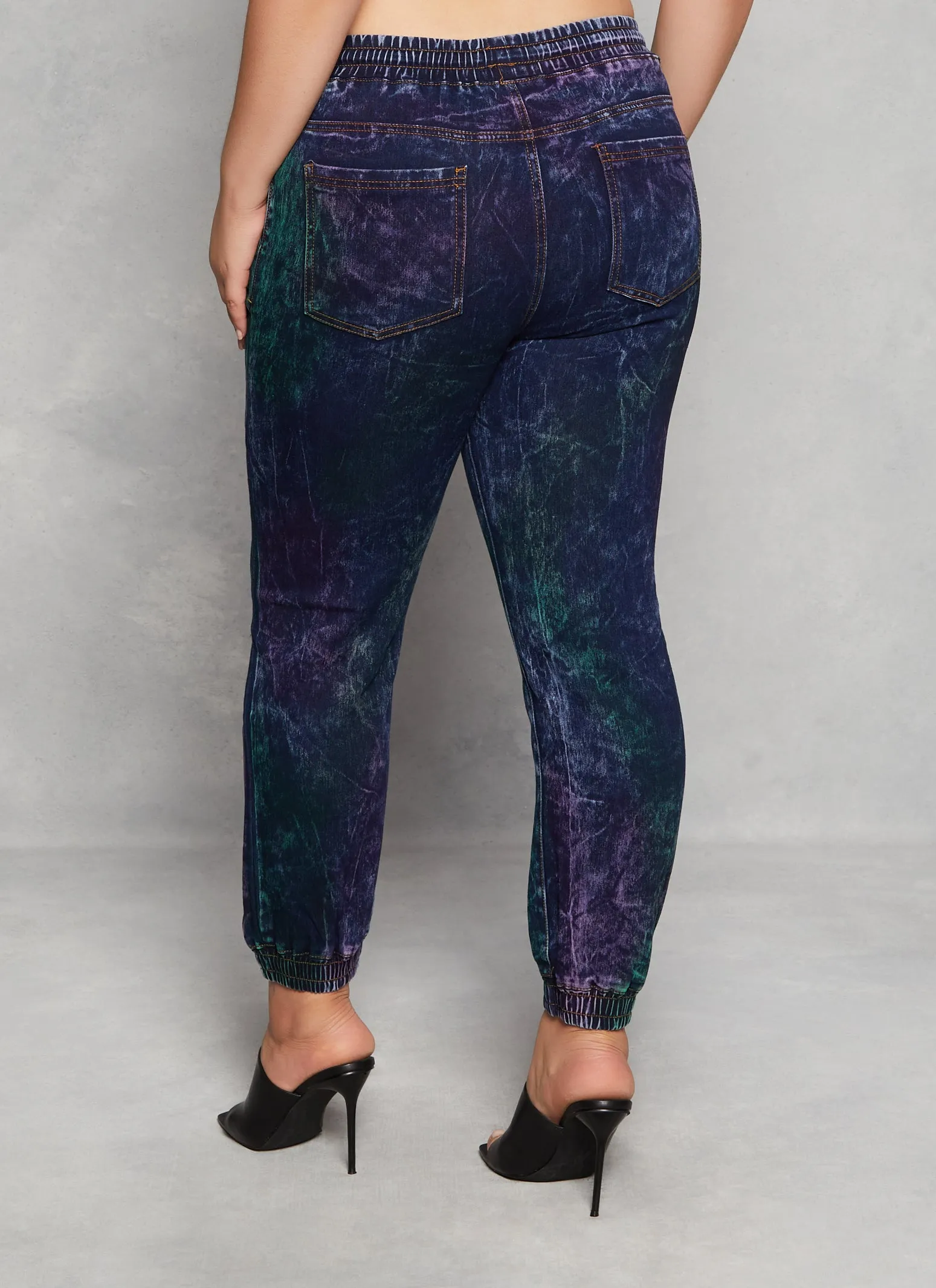 Plus Size Spray Paint Acid Wash Distressed Denim Joggers sold by Rainbow product image thumbnail 3