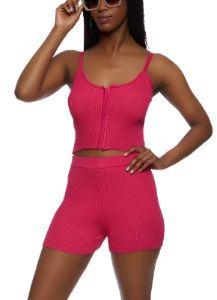 Ribbed Hook and Eye Cropped Cami sold by Rainbow