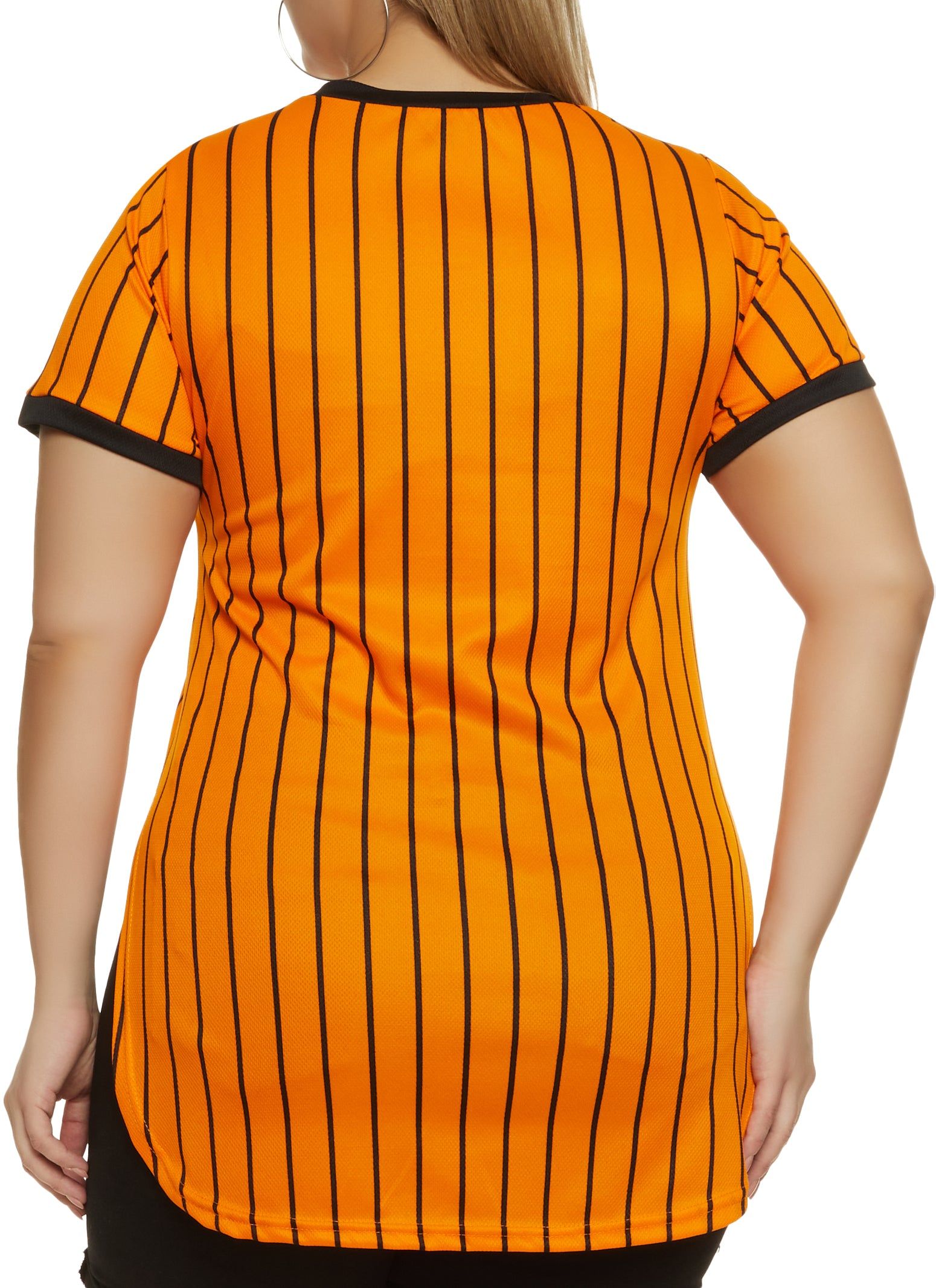 Plus Size Mesh Savage Pinstripe Baseball Tee sold by Rainbow product image thumbnail 2