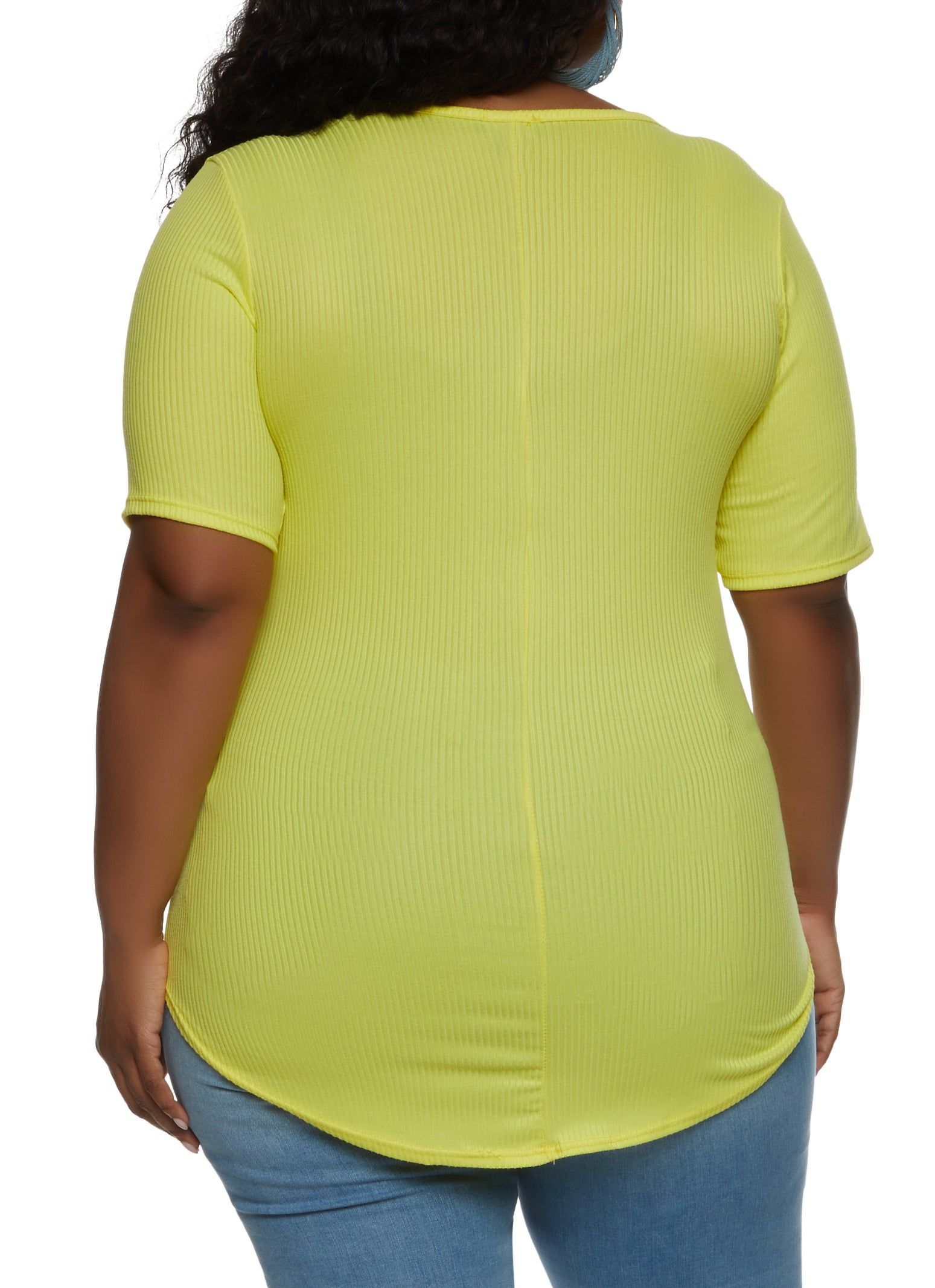 Plus Size Rib Knit V Neck Tee sold by Rainbow product image thumbnail 2