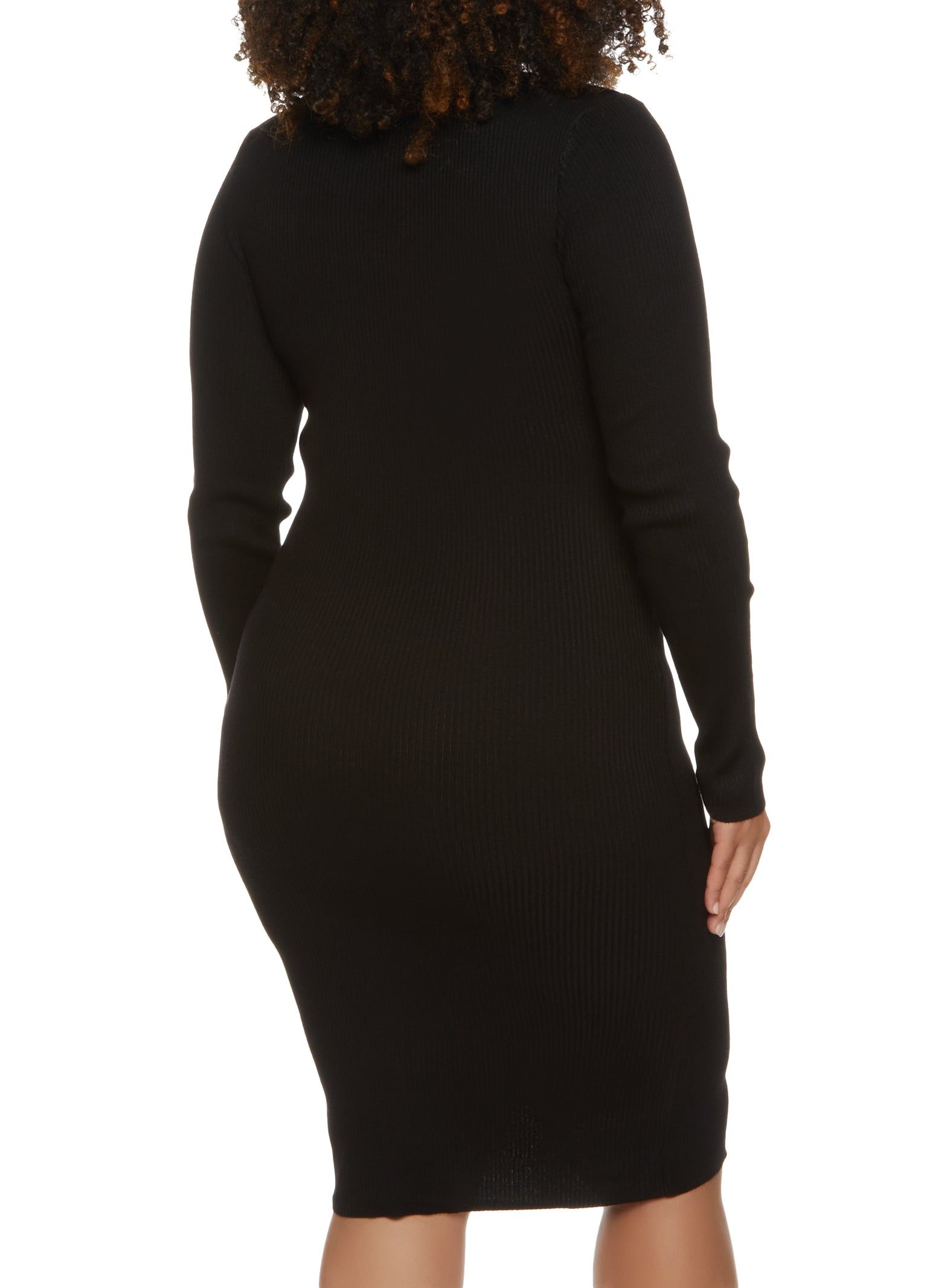 Plus Size Faux Button Midi Sweater Dress sold by Rainbow product image thumbnail 3