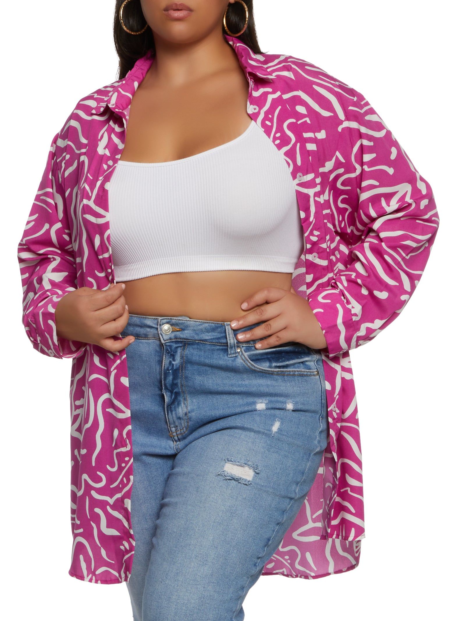 Plus Size Abstract Print Tunic Shirt sold by Rainbow product image thumbnail 2