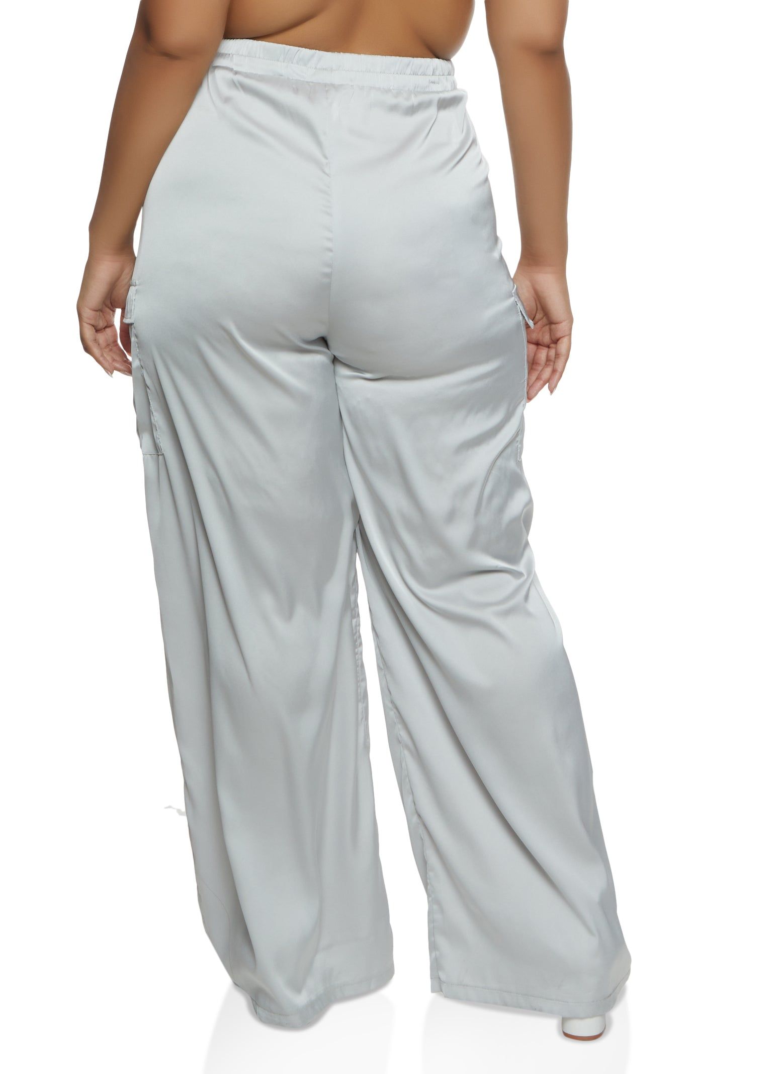 Plus Size Satin Cargo Pocket Palazzo Pants sold by Rainbow product image thumbnail 2