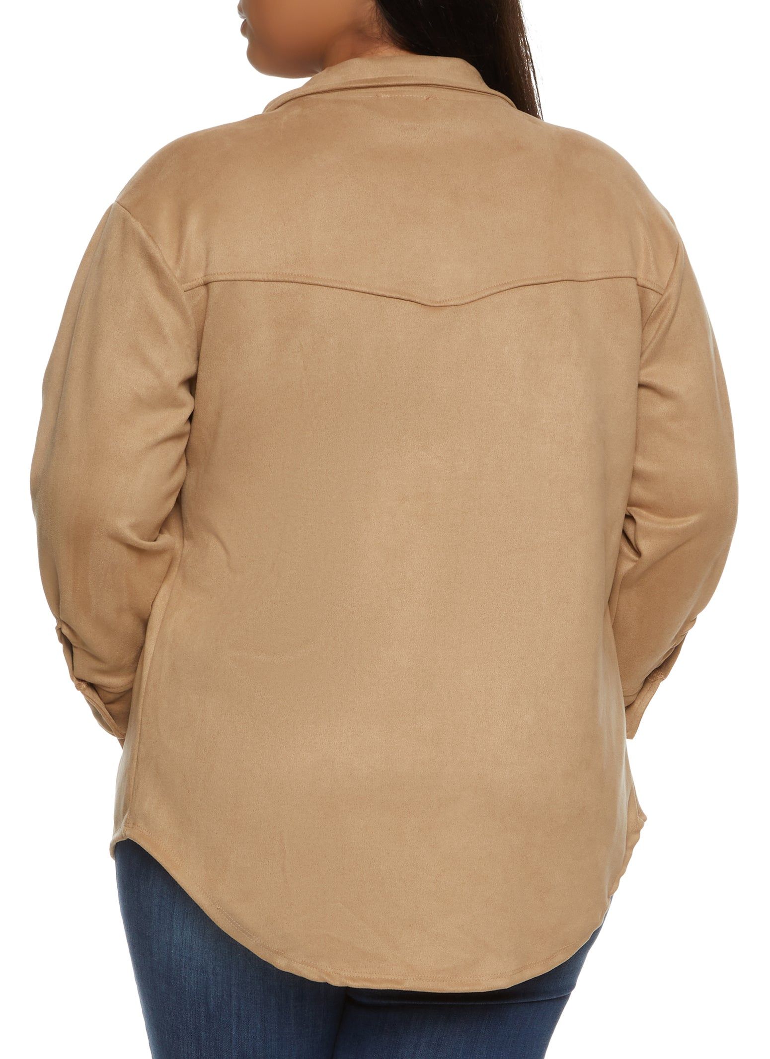 Plus Size Faux Suede Button Front Shirt sold by Rainbow product image thumbnail 2