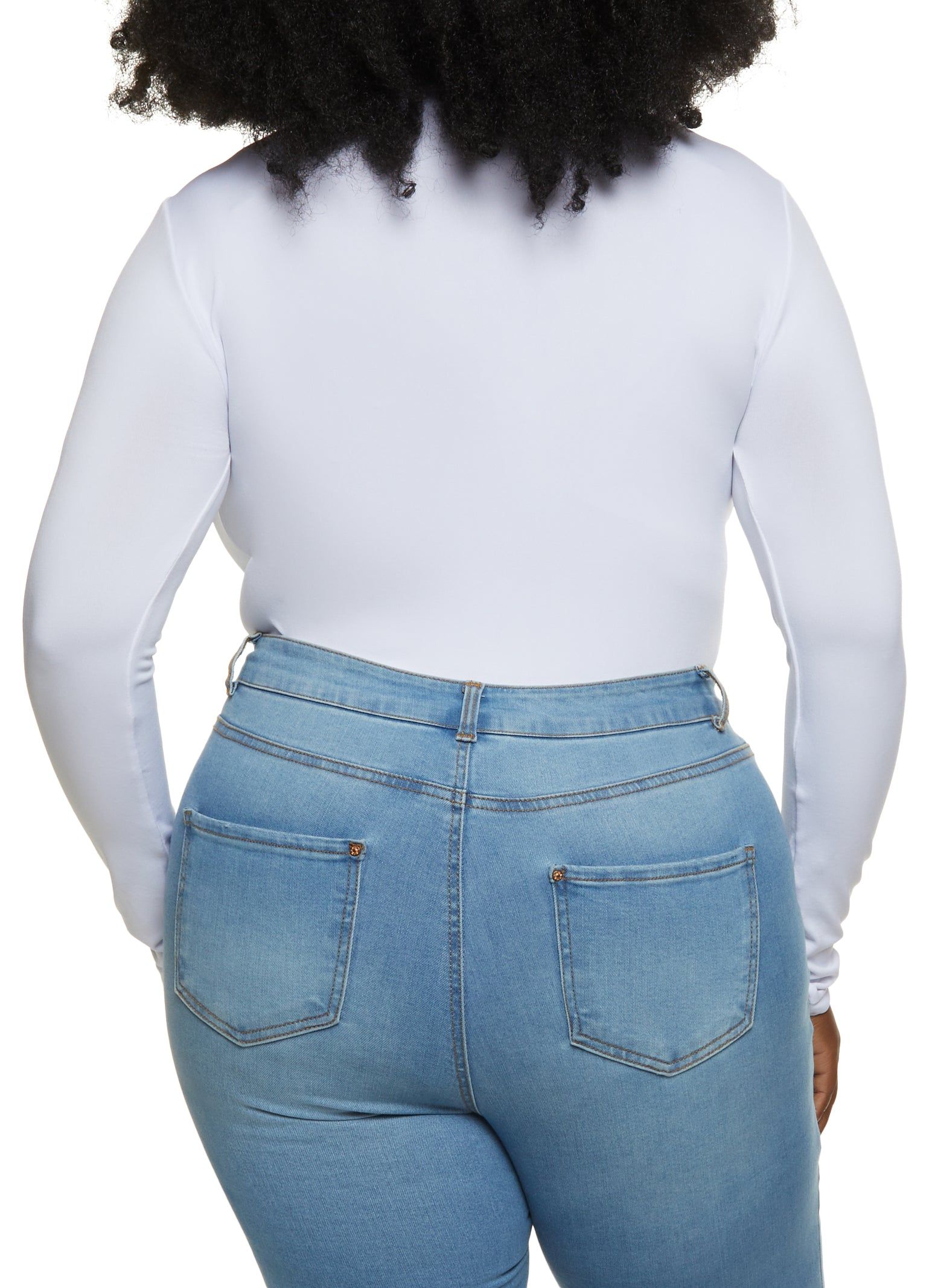 Plus Size Seamless Mock Neck Long Sleeve Bodysuit sold by Rainbow product image thumbnail 3