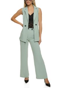 Crepe Knit Button Detail Blazer Vest sold by Rainbow