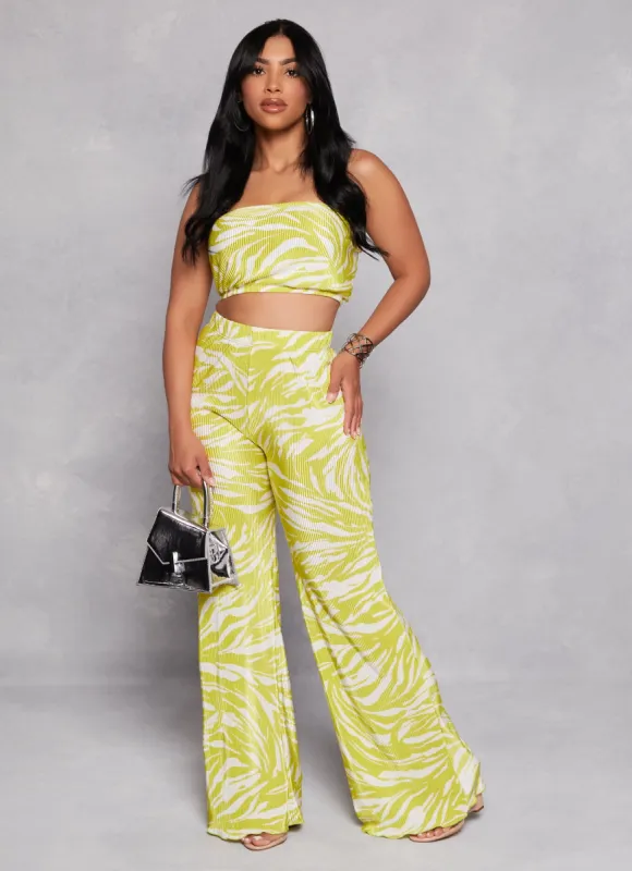 Plisse Printed Wide Leg Pants sold by Rainbow