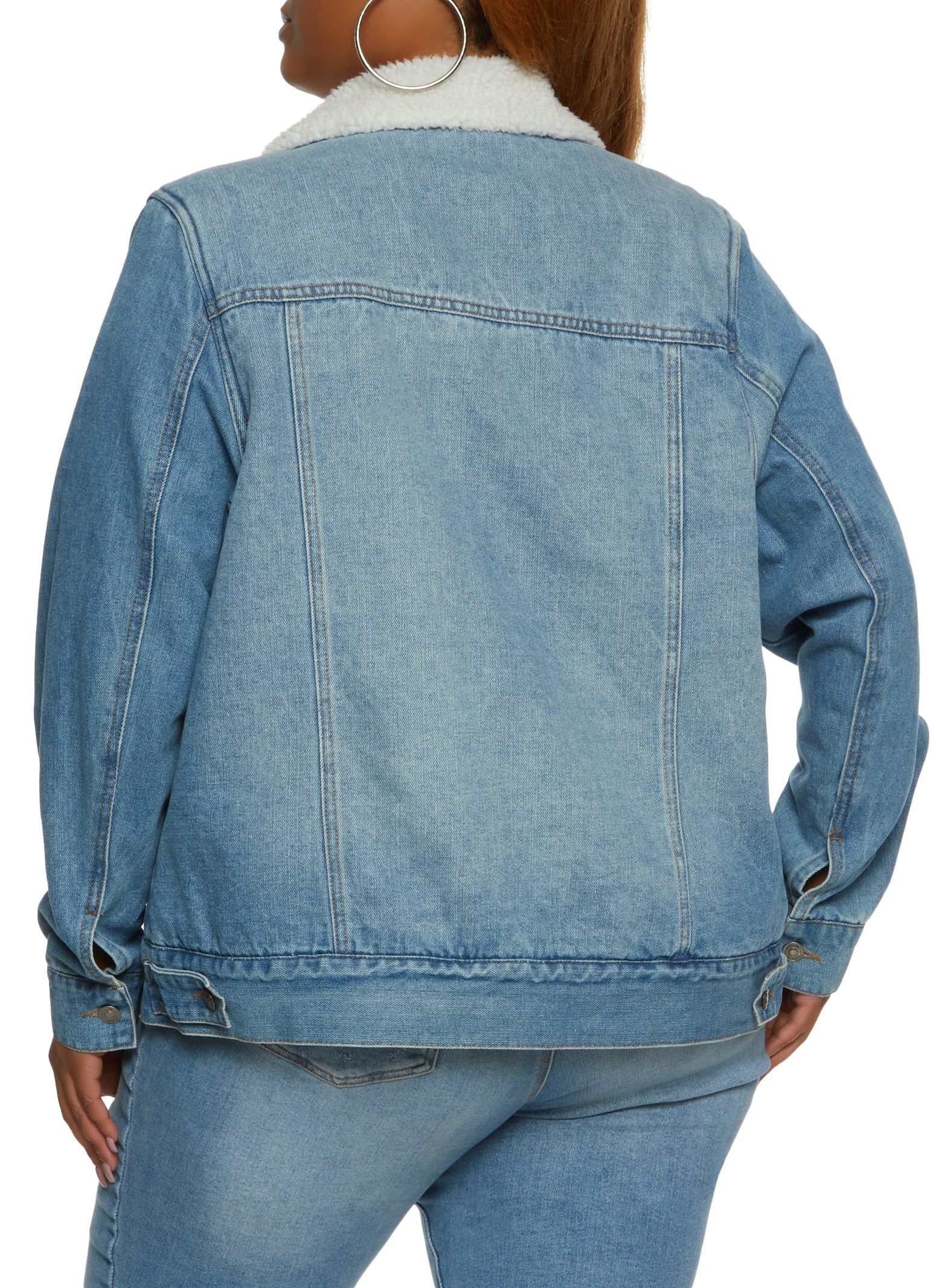 Plus Size Sherpa Lined Denim Jacket sold by Rainbow product image thumbnail 3