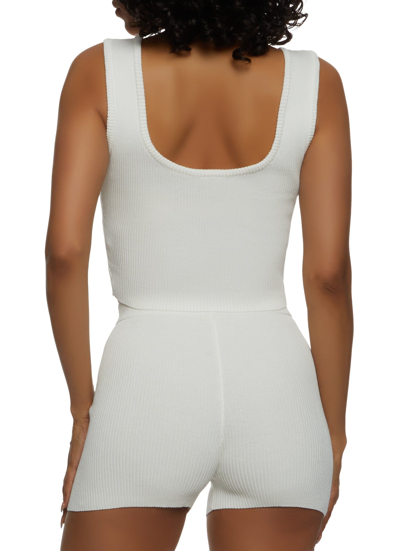 Ribbed Notch Neck Cropped Tank Top sold by Rainbow product image thumbnail 3