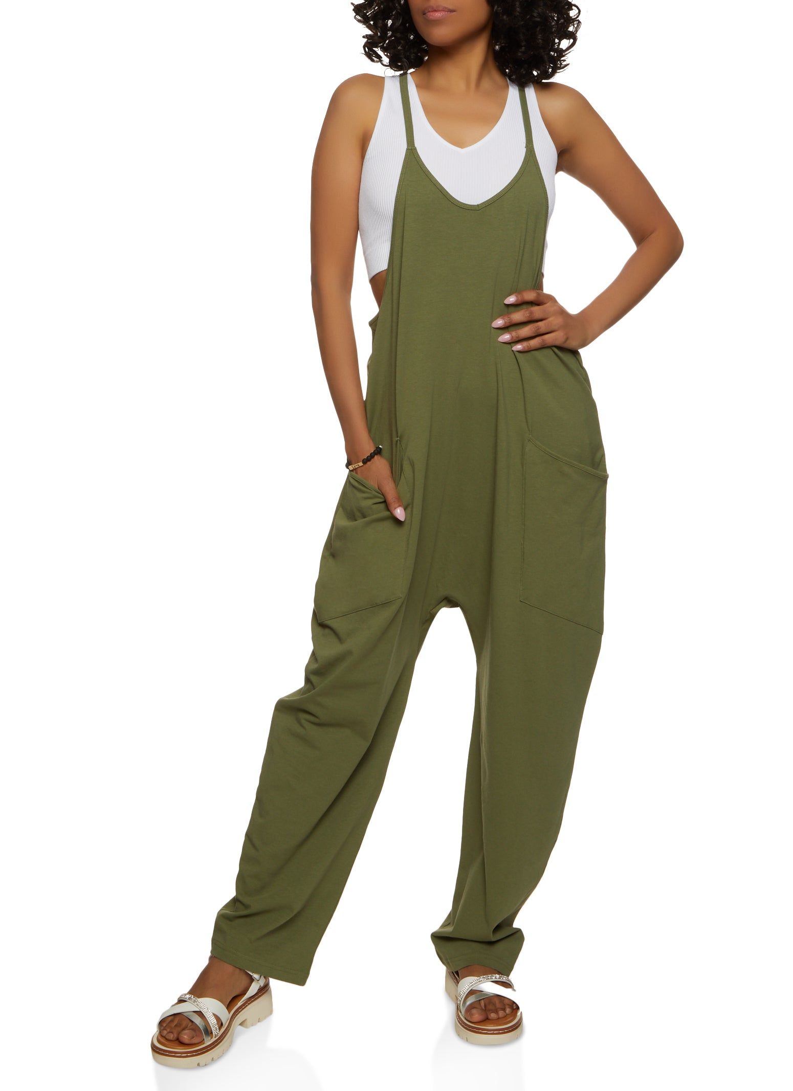 Boho Loose Fit Wide Leg Cami Jumpsuit sold by Rainbow