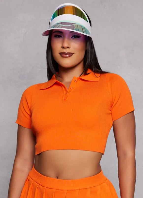 Daisy Solid Cropped Polo Shirt sold by Rainbow