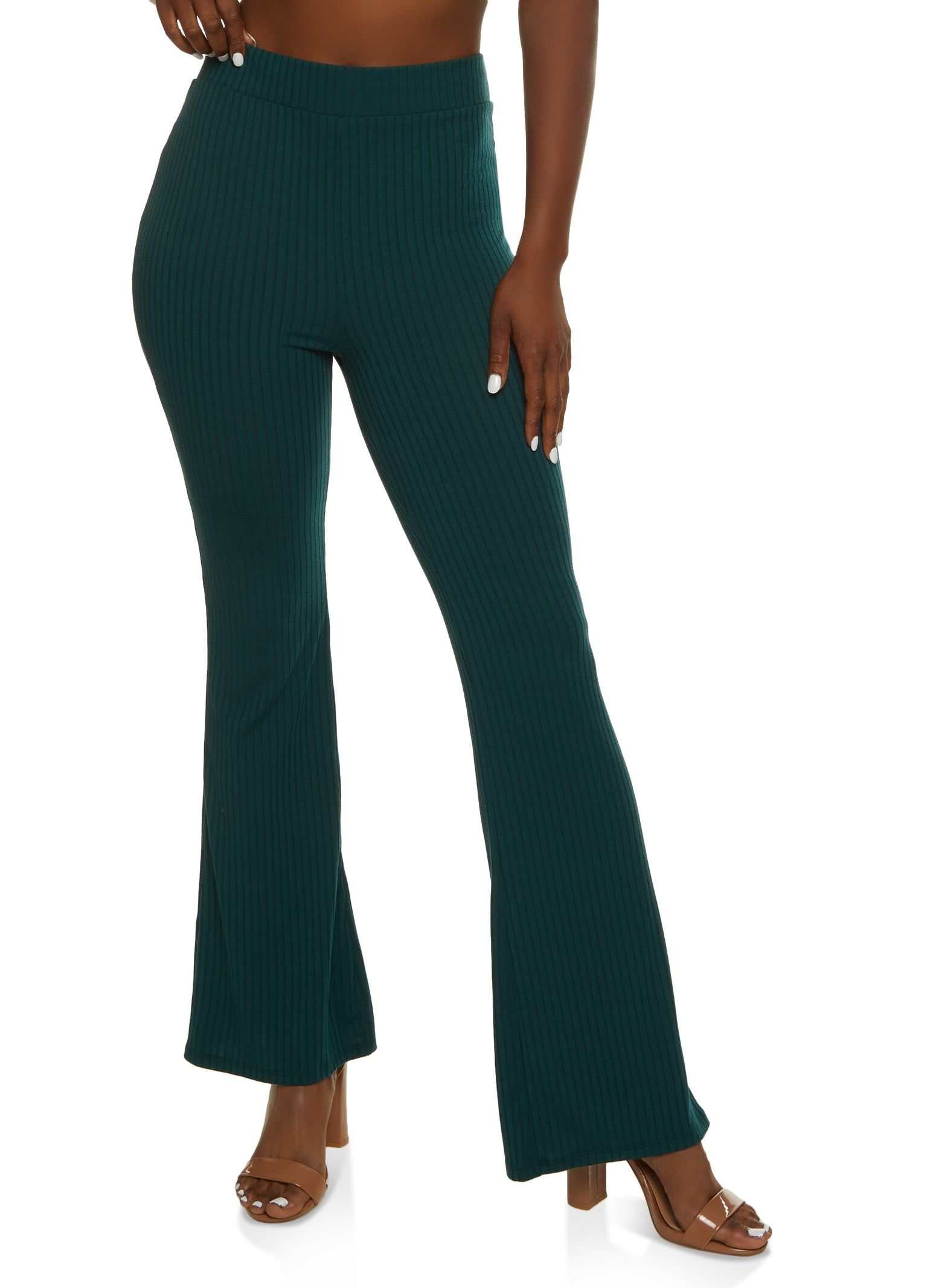 Ribbed Knit Flare Leg Pants sold by Rainbow