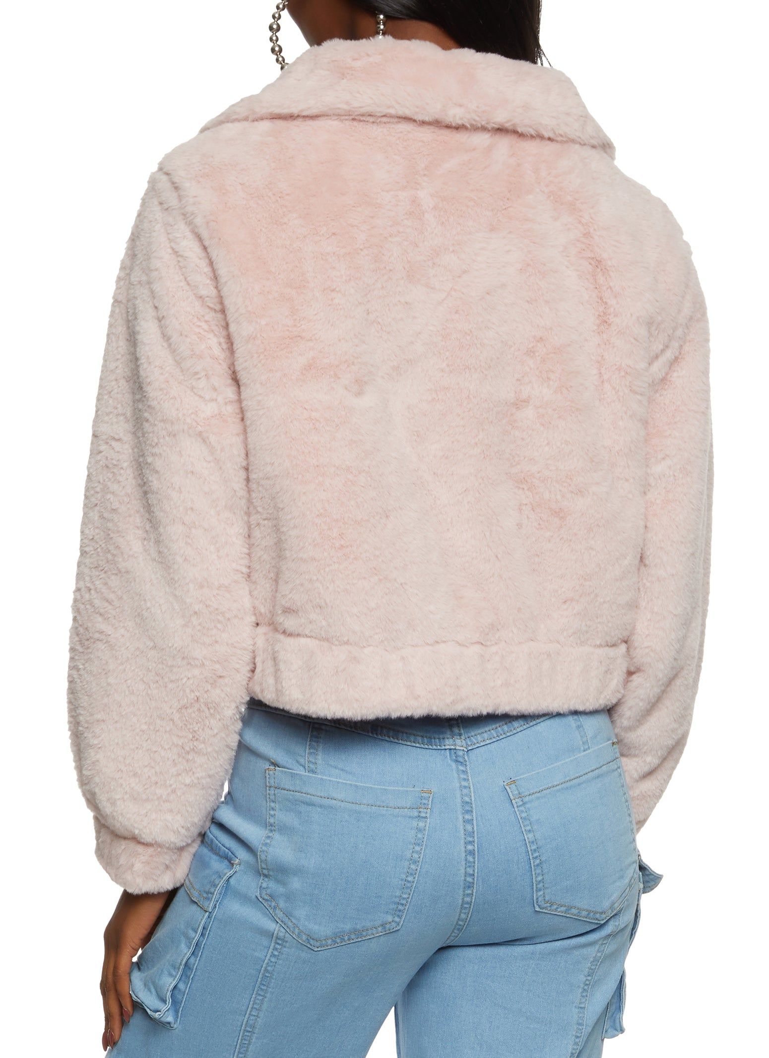 Zip Front Faux Fur Bomber Jacket sold by Rainbow product image thumbnail 3