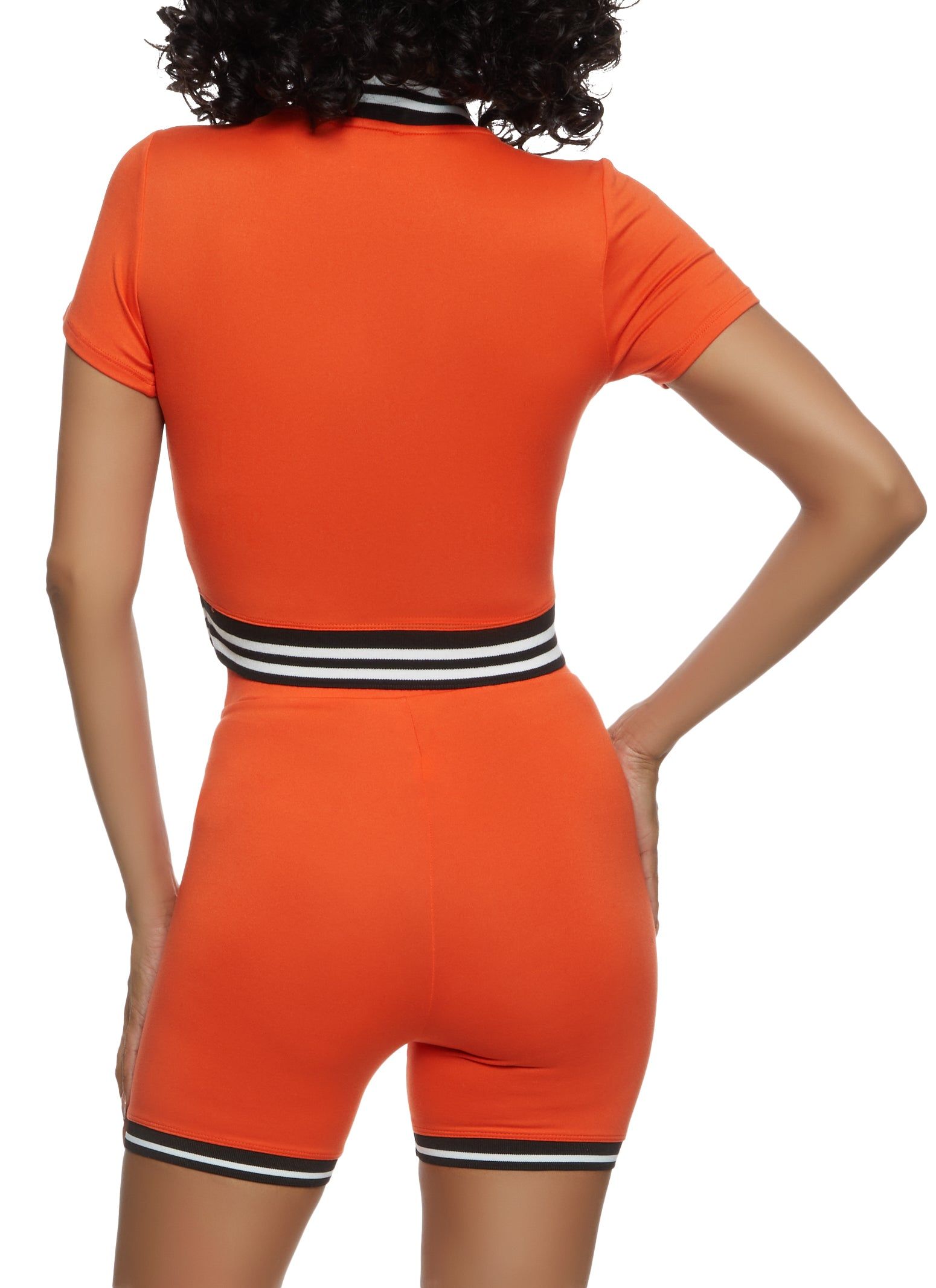 Striped Trim Half Zip Crop Top sold by Rainbow product image thumbnail 3