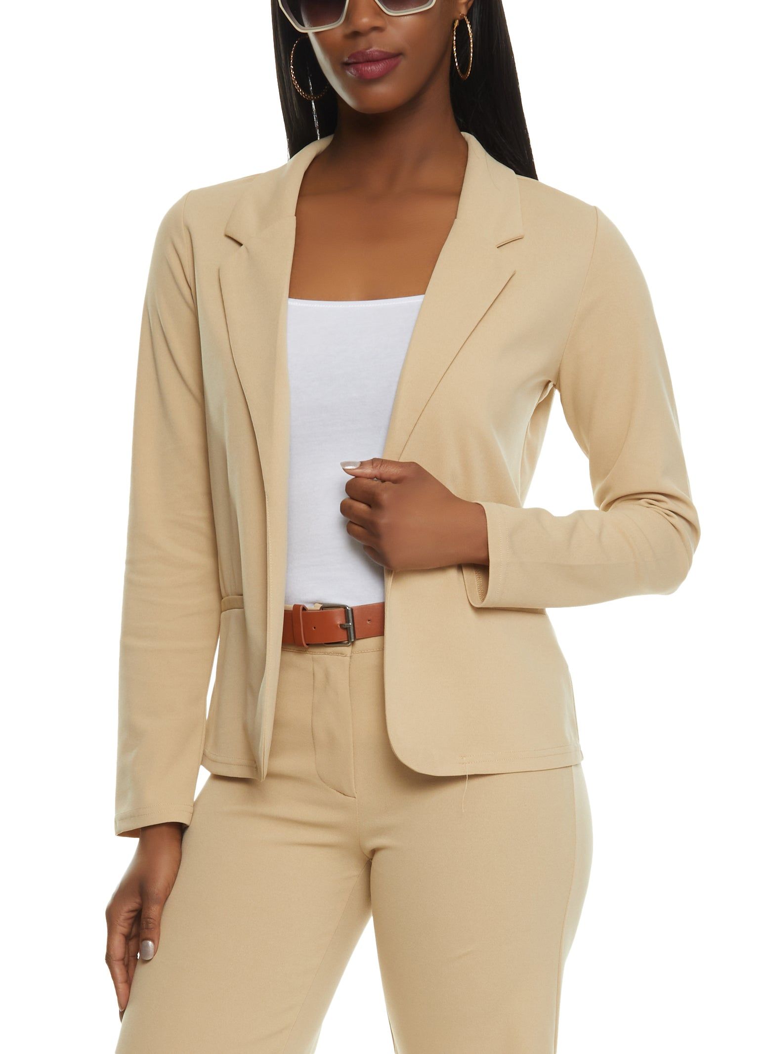 Faux Pocket Open Front Blazer sold by Rainbow