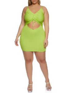 Plus Size Ruched Front Cut Out Mini Dress sold by Rainbow