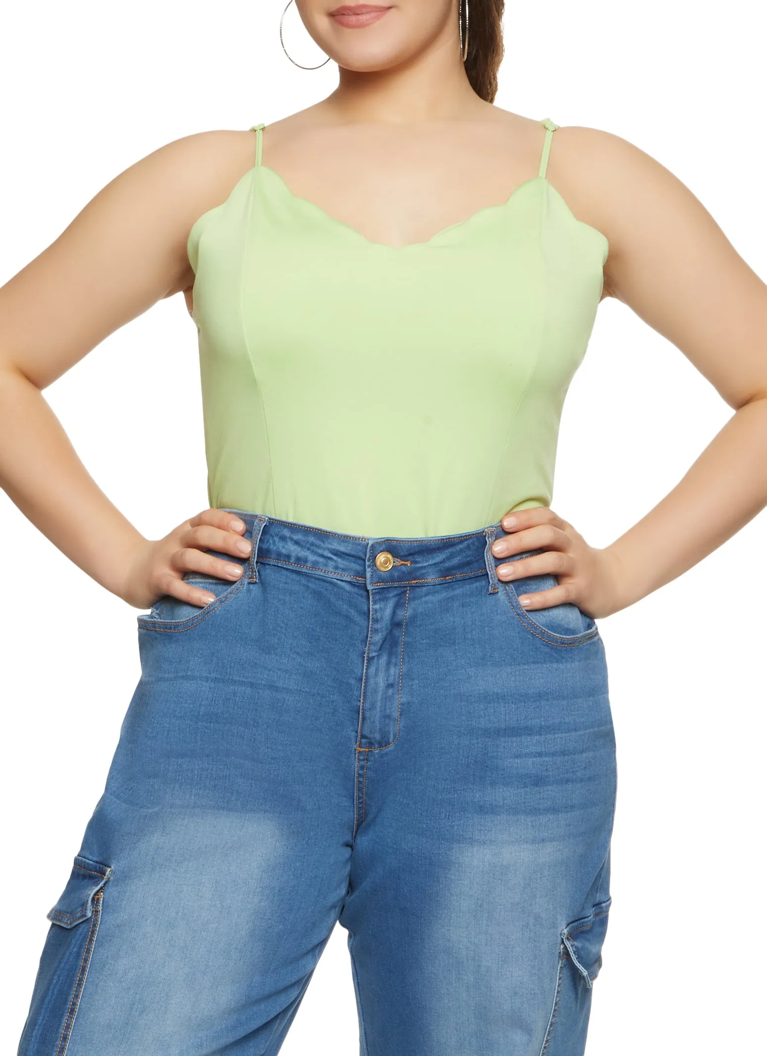 Plus Size Scalloped Hem Cami Bodysuit sold by Rainbow product image thumbnail 2