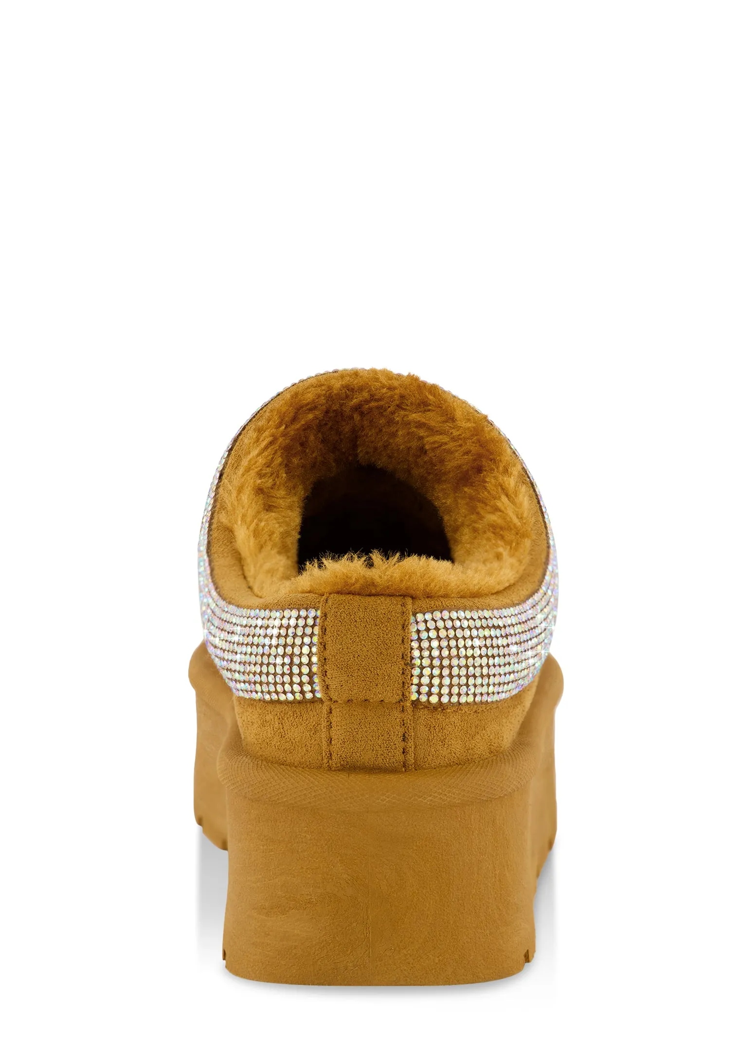 Rhinestone Trim Sherpa Lined Platform Clogs sold by Rainbow product image thumbnail 3