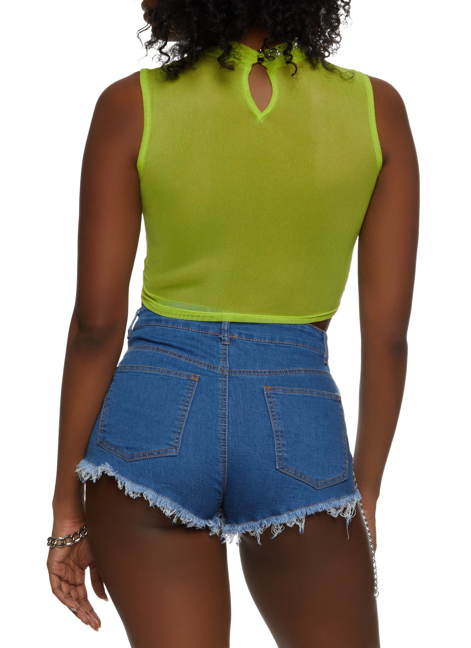 Sheer Mesh Beaded Crop Top sold by Rainbow product image thumbnail 2