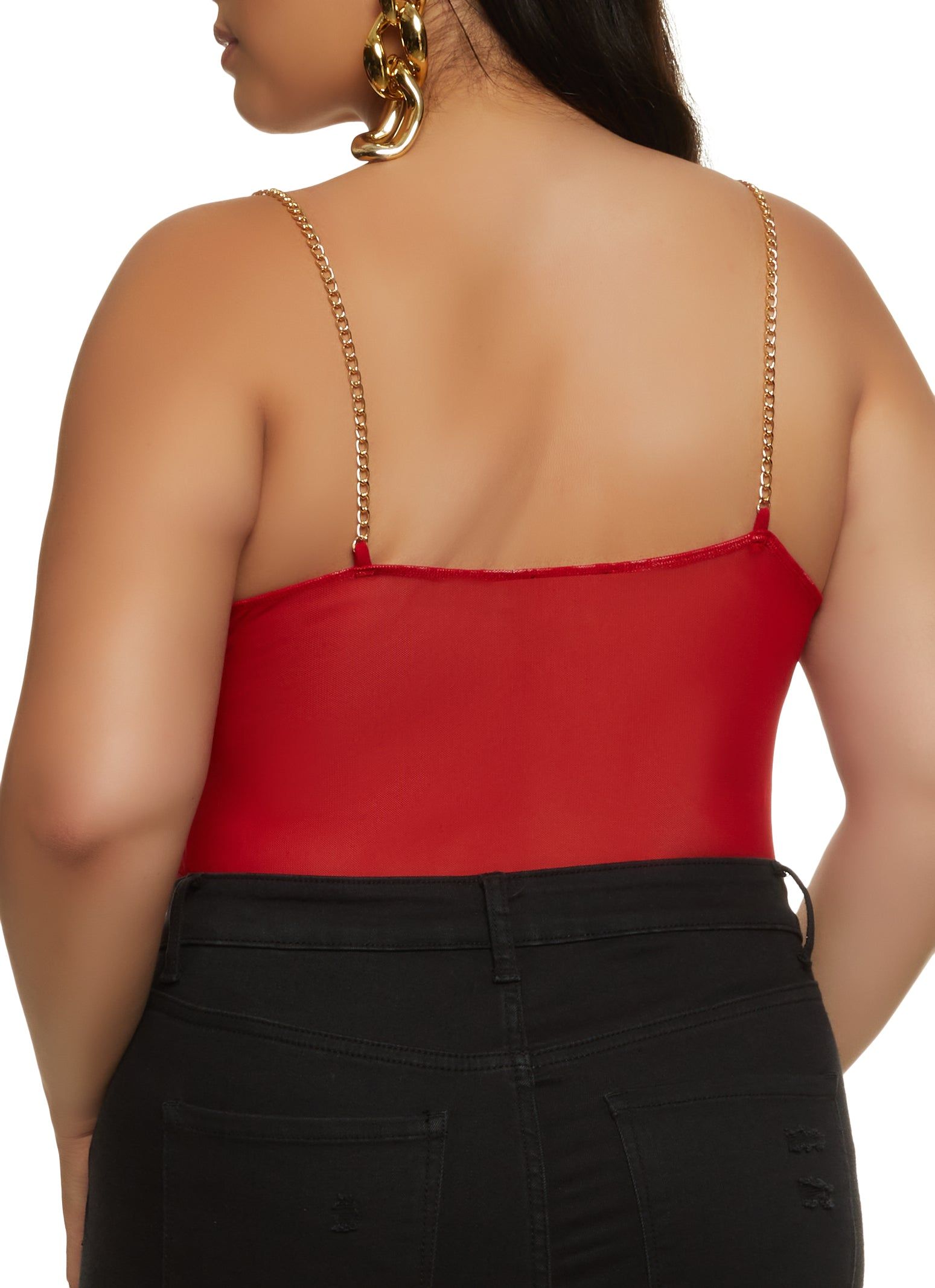 Plus Size Chain Strap Mesh Bustier Bodysuit sold by Rainbow product image thumbnail 3