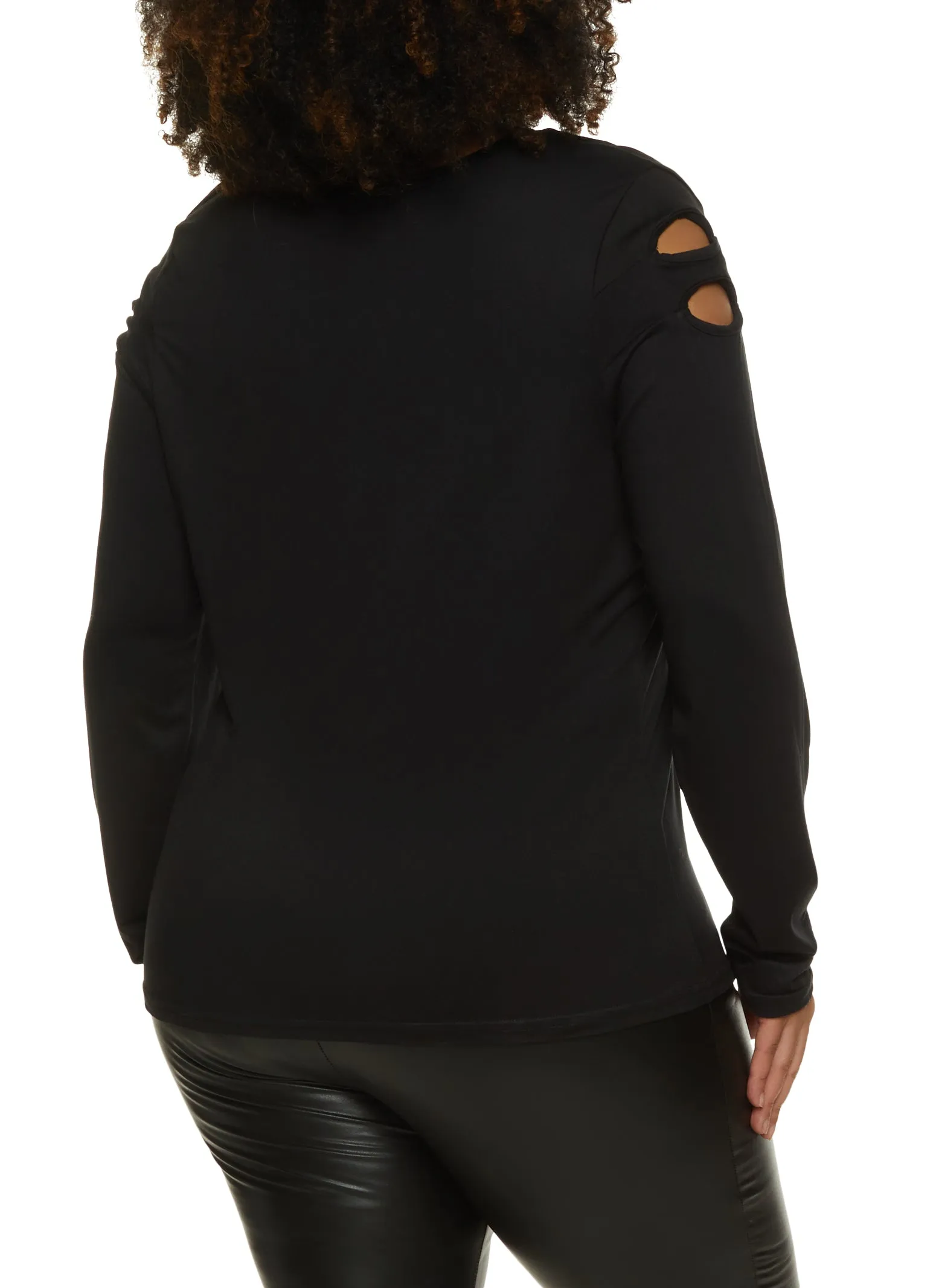Plus Size Cut Out Keyhole Long Sleeve Tee sold by Rainbow product image thumbnail 2