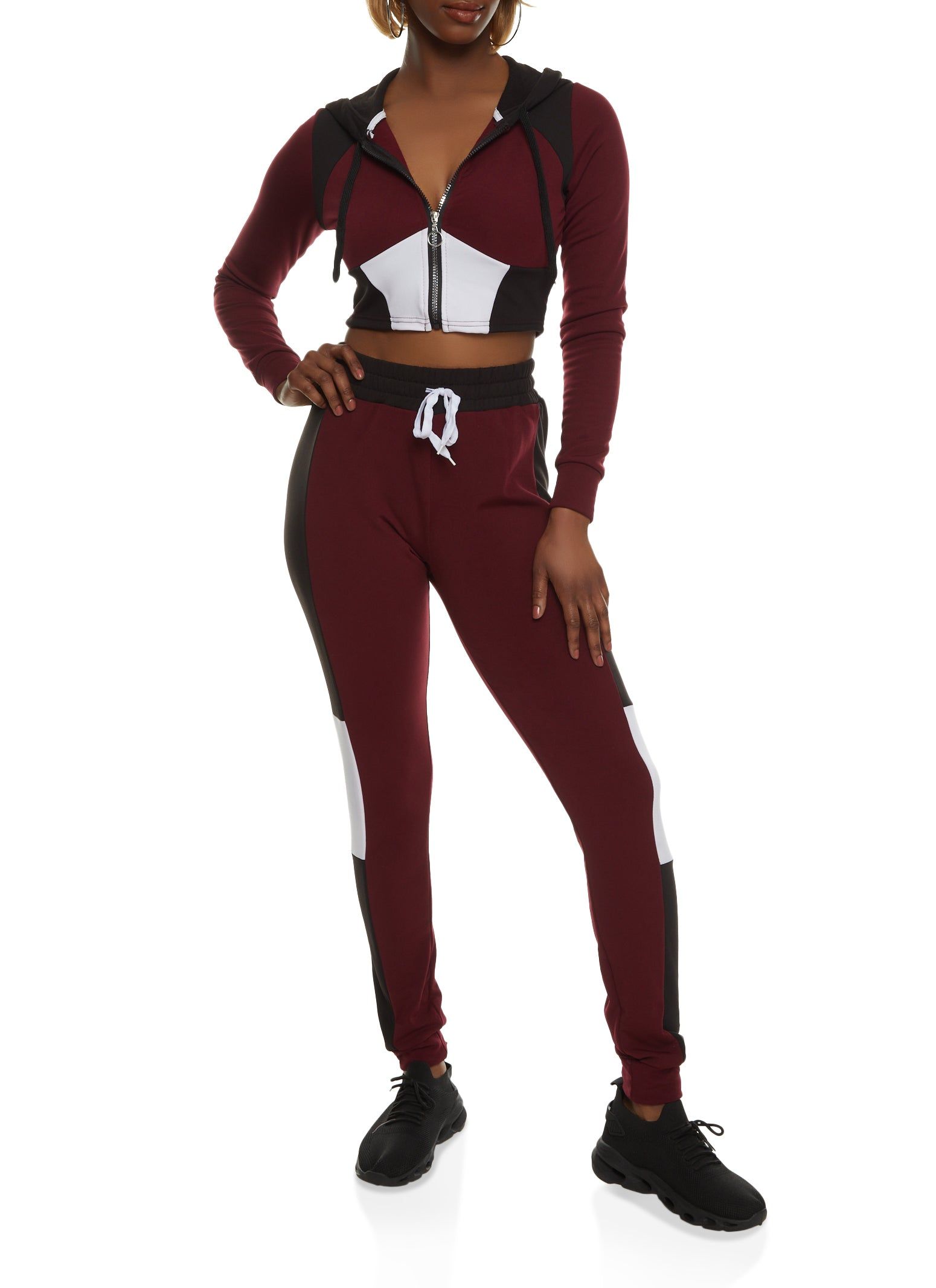 Color Blocked Zip Front Cropped Track Jacket sold by Rainbow