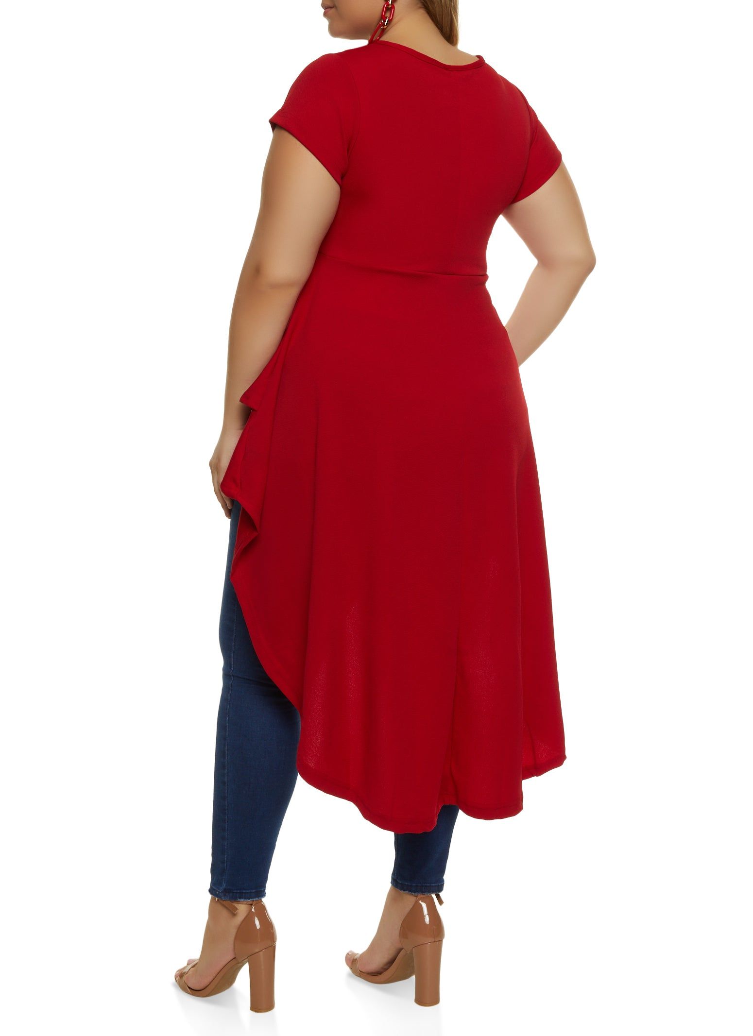 Plus Size Crew Neck Tiered High Low Shirt sold by Rainbow product image thumbnail 2