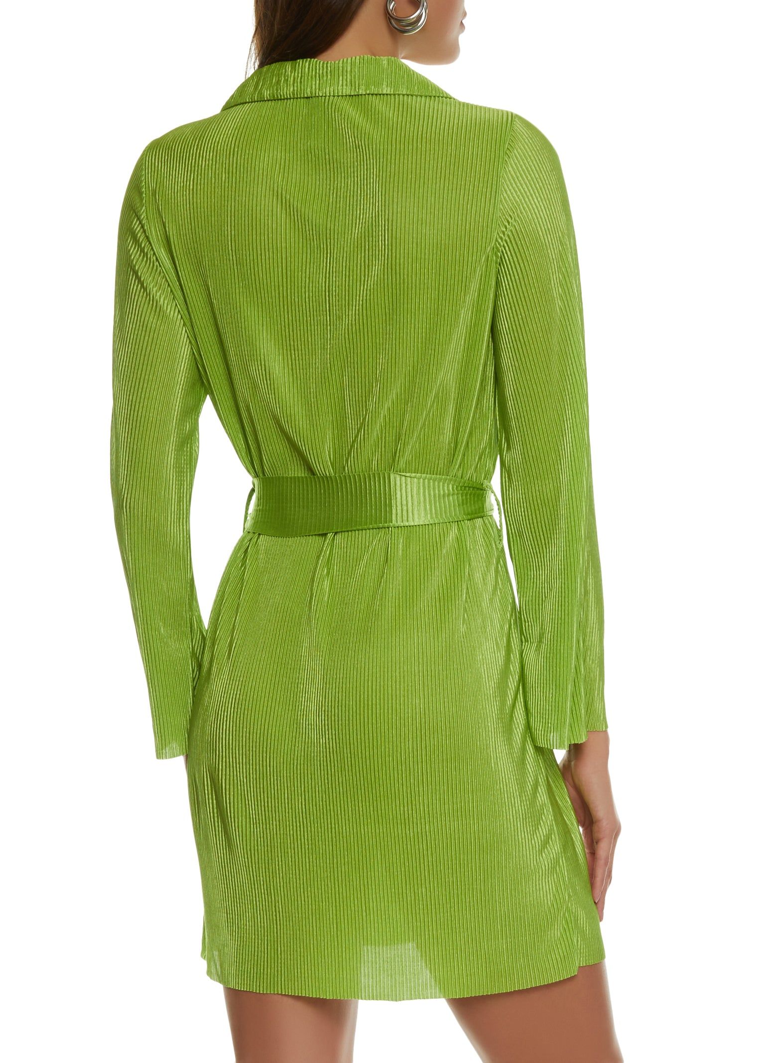 Plisse Tie Waist Shirt Dress sold by Rainbow product image thumbnail 3