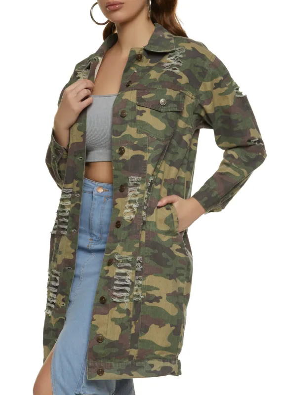 Distressed Camo Denim Jacket sold by Rainbow
