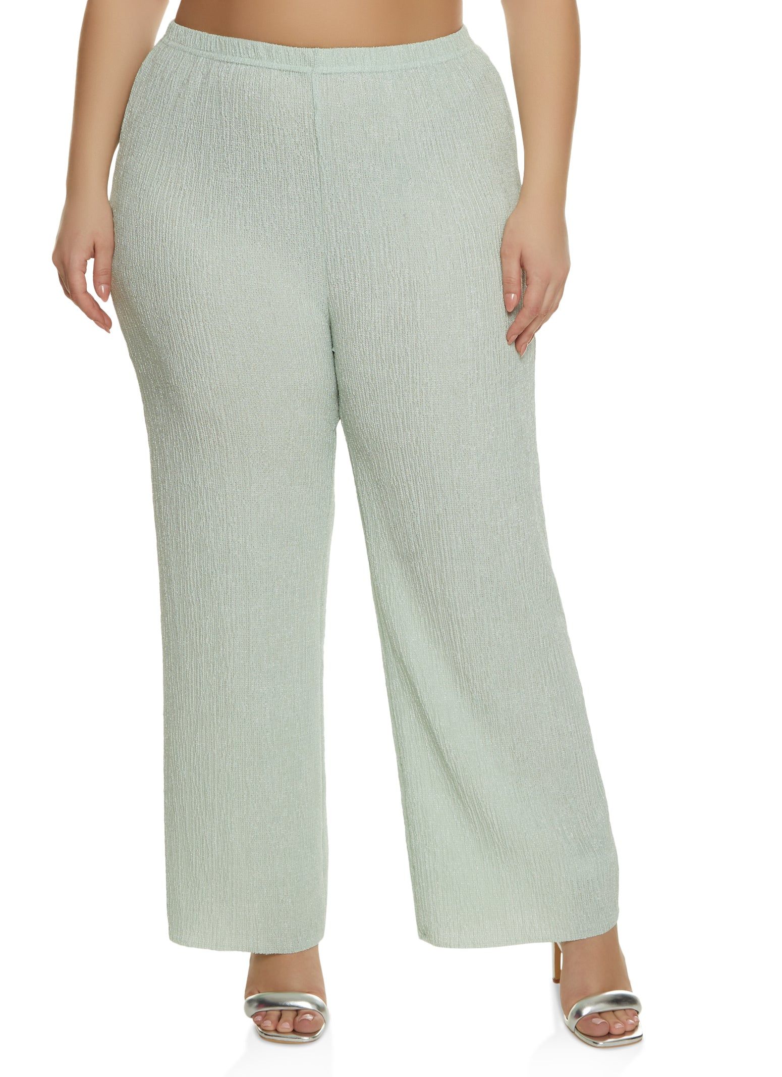 Plus Size Textured Knit Wide Leg Pants sold by Rainbow
