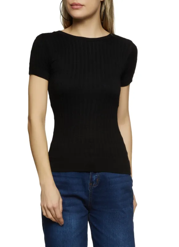 Textured Knit Crew Neck Tee sold by Rainbow
