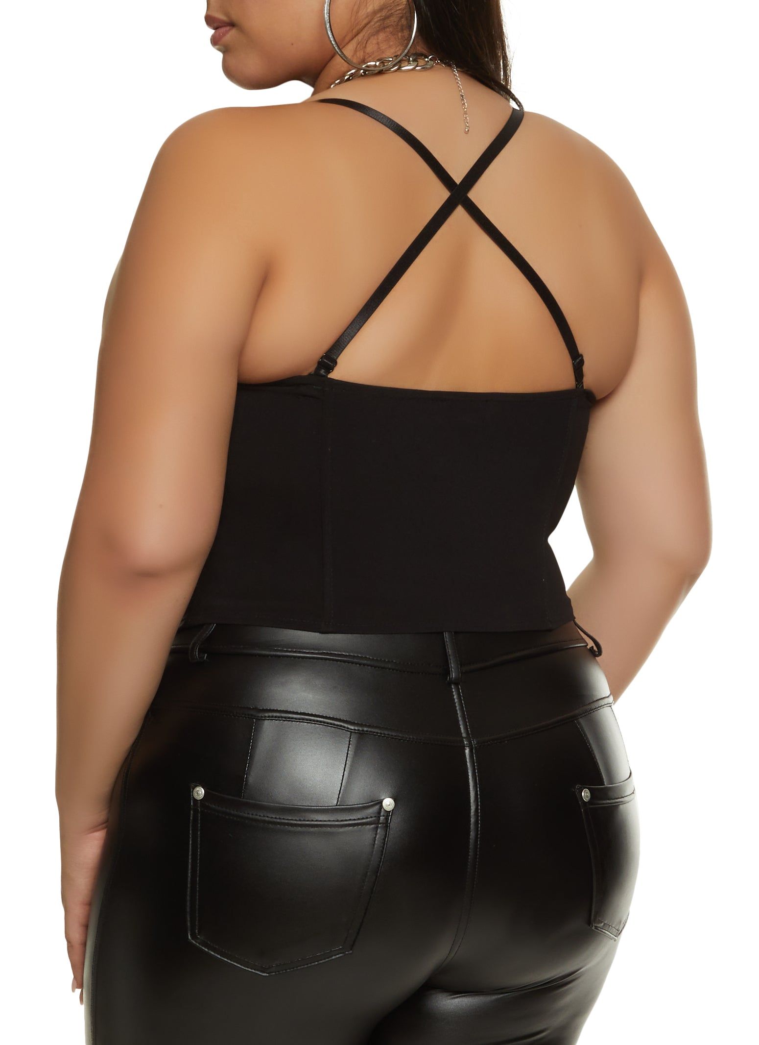 Plus Size Faux Leather Zip Front Convertible Bustier Top sold by Rainbow product image thumbnail 5