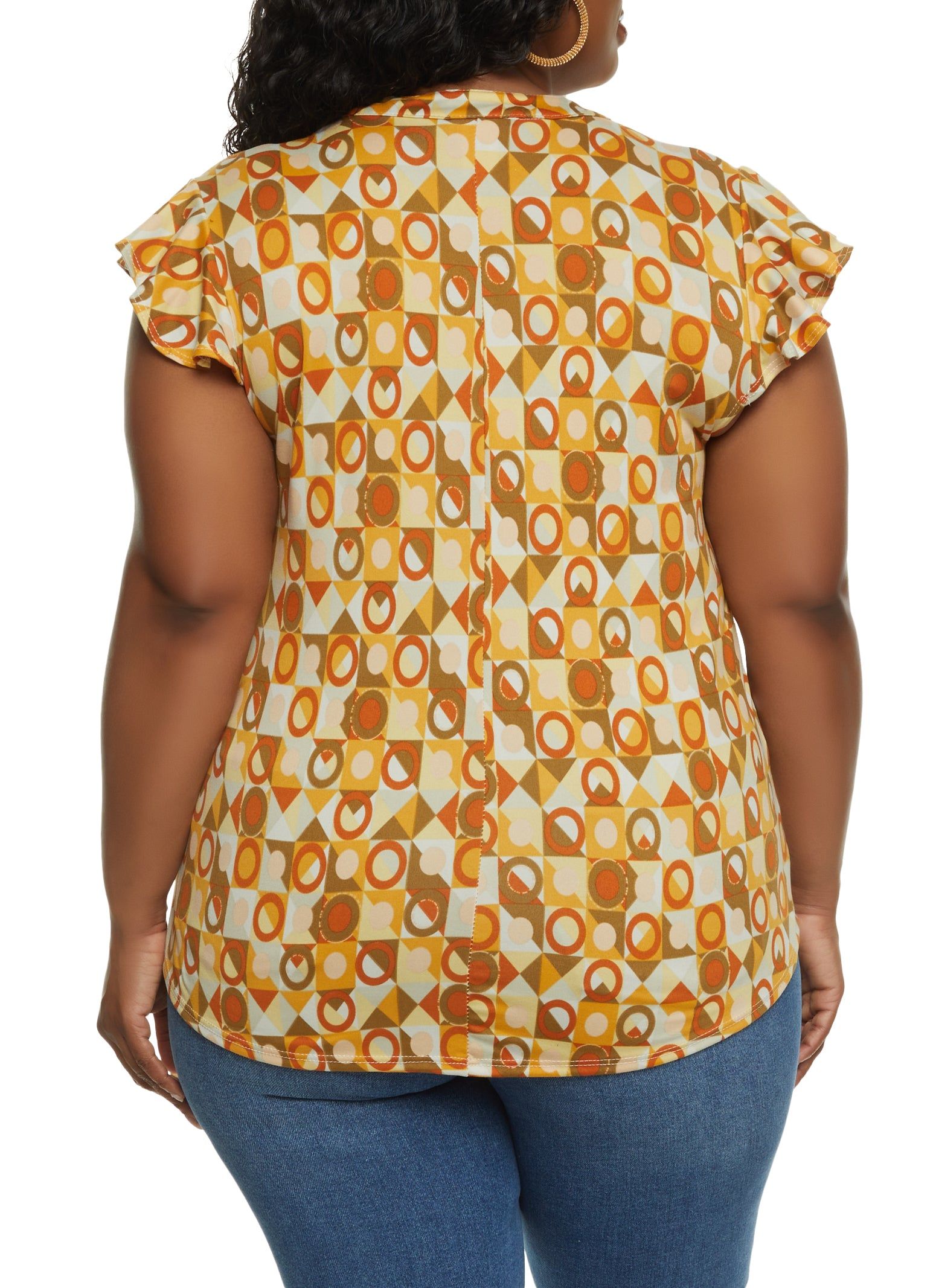 Plus Size Geometric Print Flutter Sleeve Blouse sold by Rainbow product image thumbnail 2