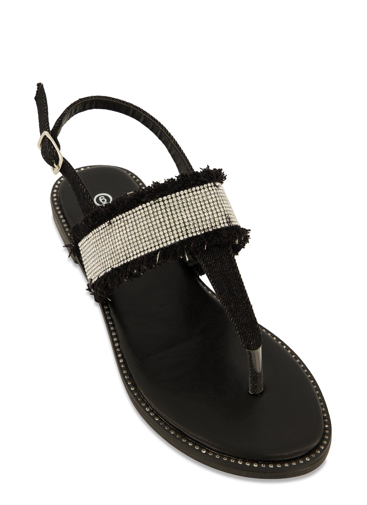 Rhinestone Frayed Buckle Strap Thong Sandals sold by Rainbow