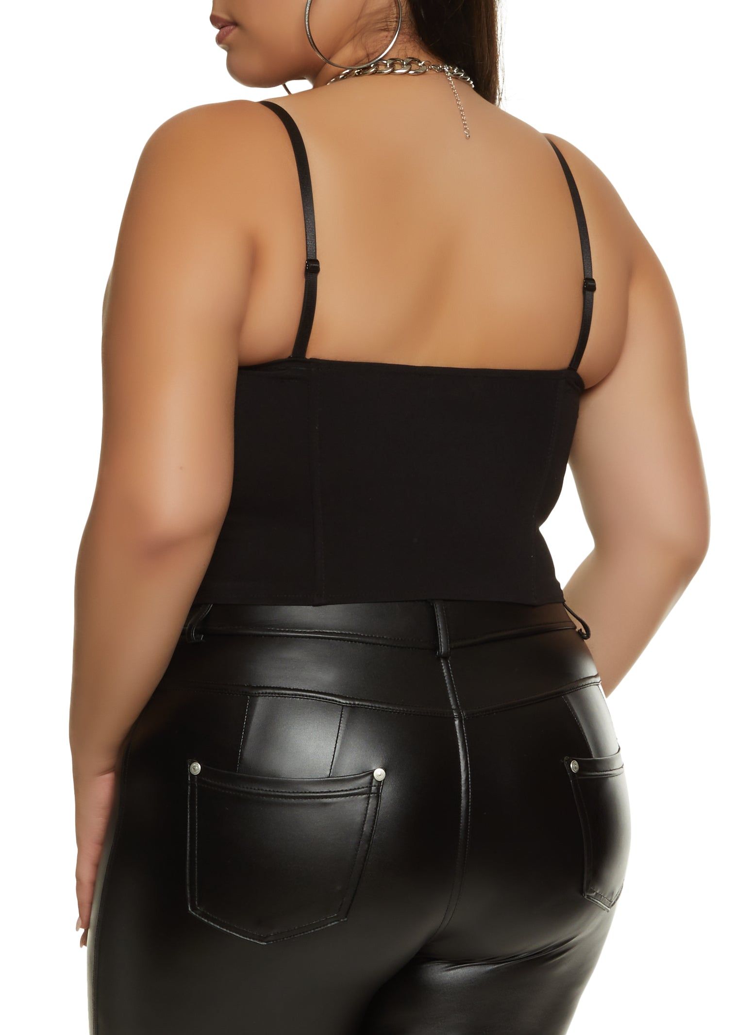 Plus Size Faux Leather Zip Front Convertible Bustier Top sold by Rainbow product image thumbnail 3