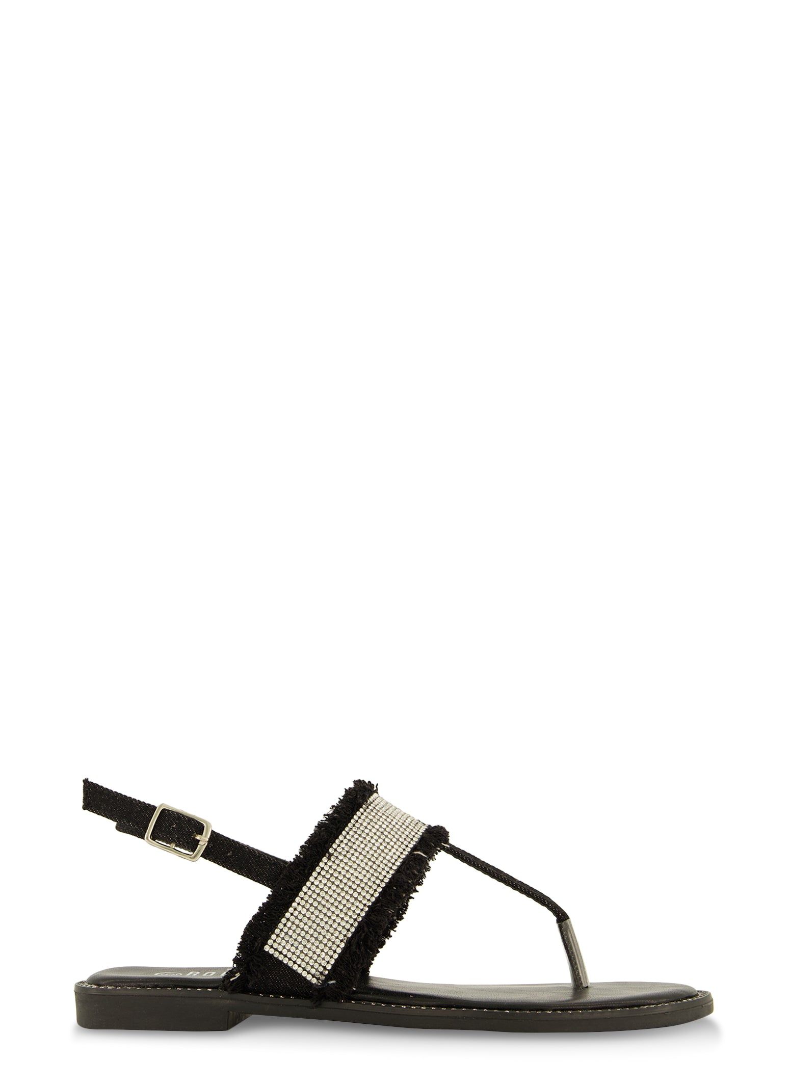 Rhinestone Frayed Buckle Strap Thong Sandals sold by Rainbow product image thumbnail 2