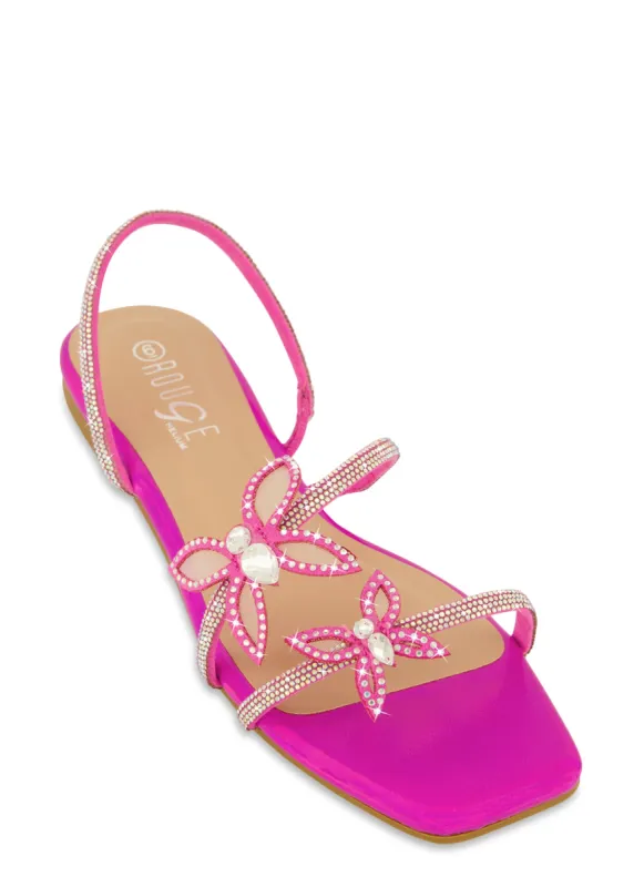 Double Butterfly Rhinestone Sling Back Sandals sold by Rainbow