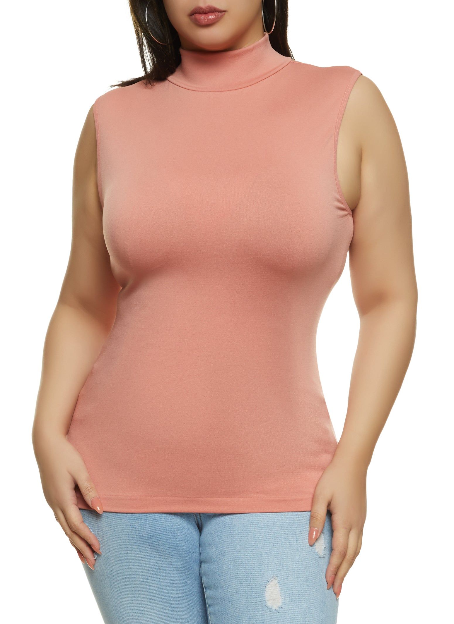 Plus Size Seamless Sleeveless Mock Neck Top sold by Rainbow