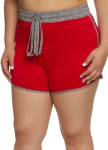 Plus Size Contrast Trim Drawstring Dolphin Shorts sold by Rainbow