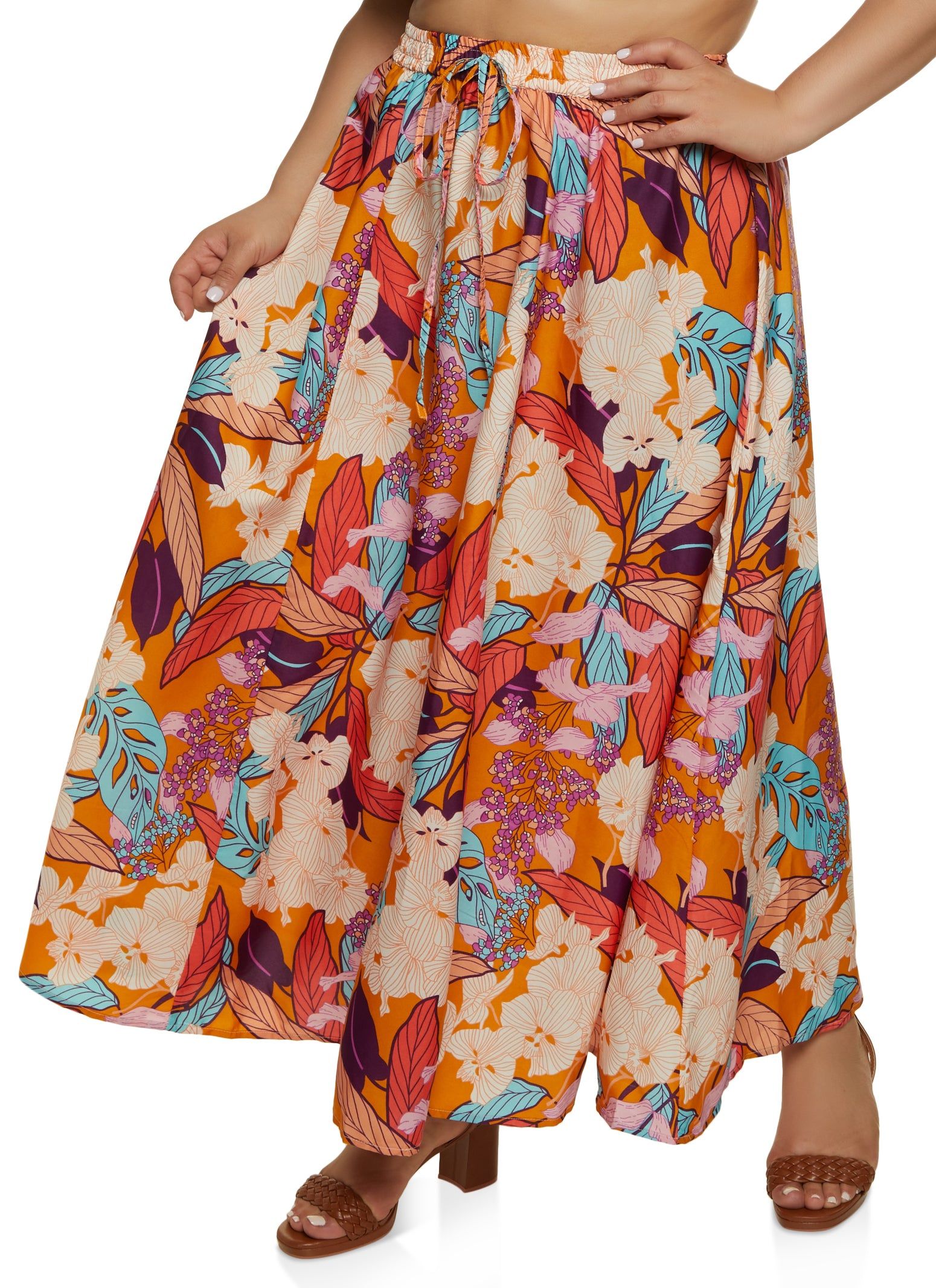 Plus Size Floral Mixed Print Maxi Skirt sold by Rainbow