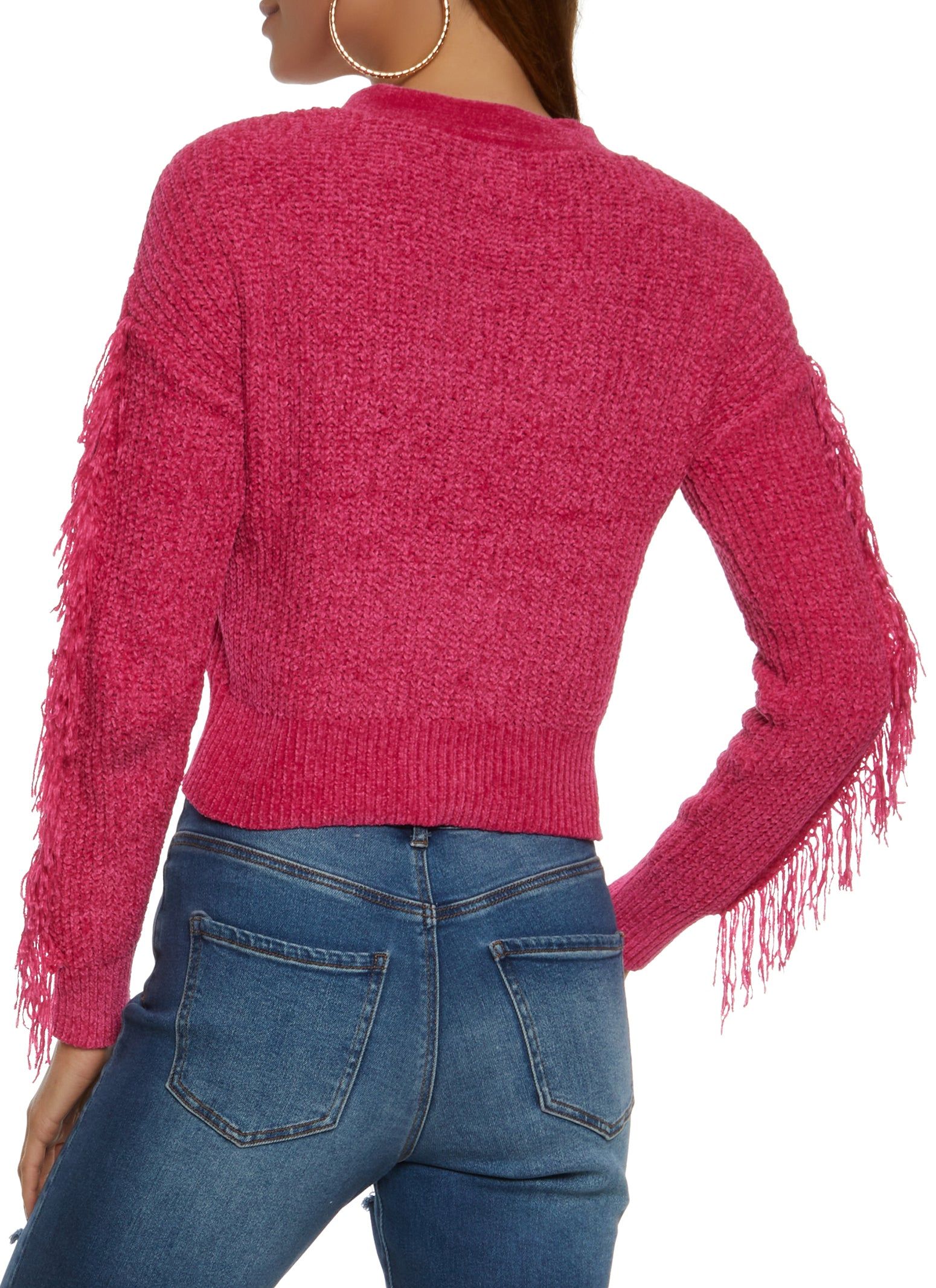 Chenille Cable Knit Fringe Cardigan sold by Rainbow product image thumbnail 2