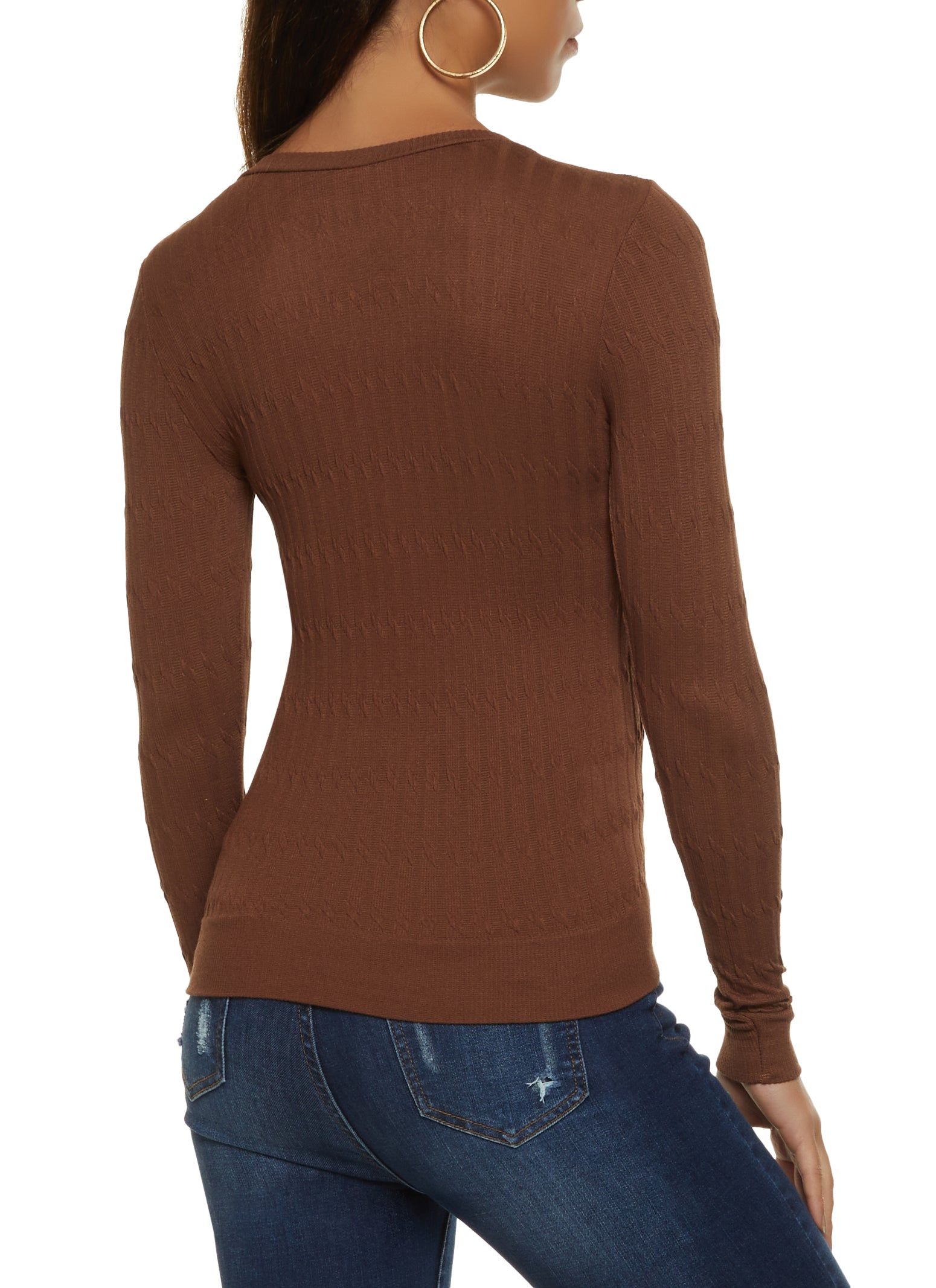 Seamless Cable Knit Long Sleeve Top sold by Rainbow product image thumbnail 2