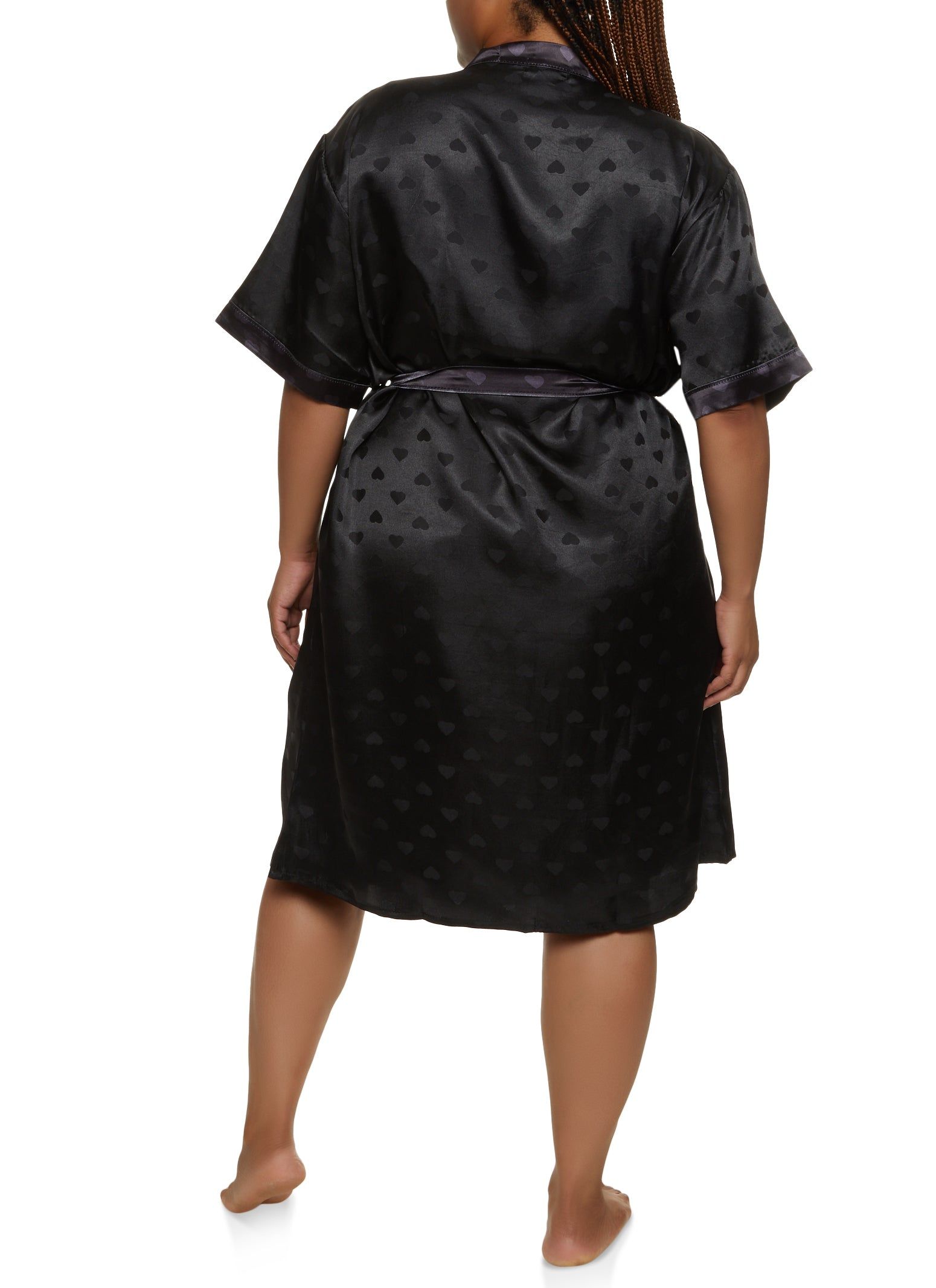 Plus Size Heart Print Satin Chemise with Robe sold by Rainbow product image thumbnail 2