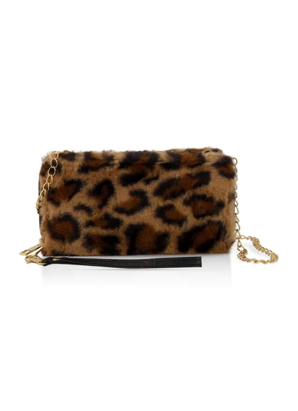 Faux Fur Chain Strap Wallet sold by Rainbow