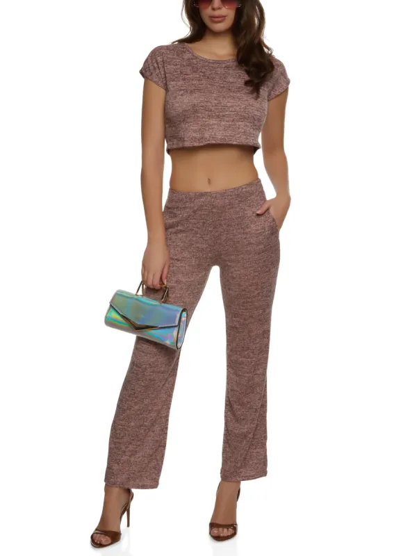 Brushed Knit Crew Neck Cropped Tee sold by Rainbow