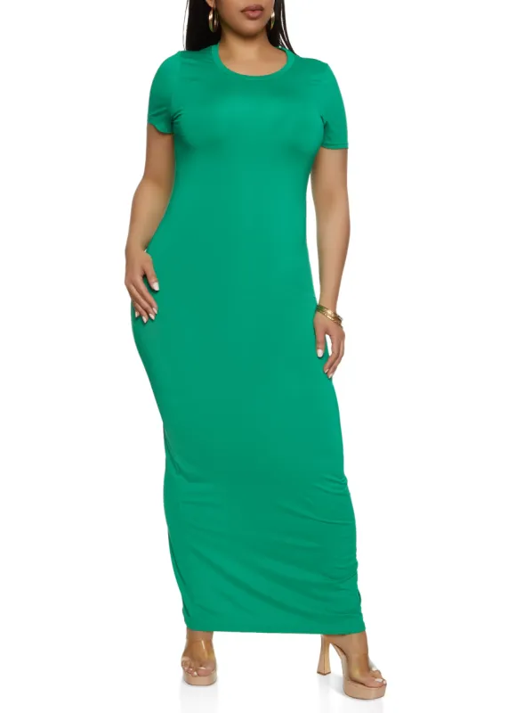 Plus Size Daisy Back Slit Maxi T Shirt Dress sold by Rainbow