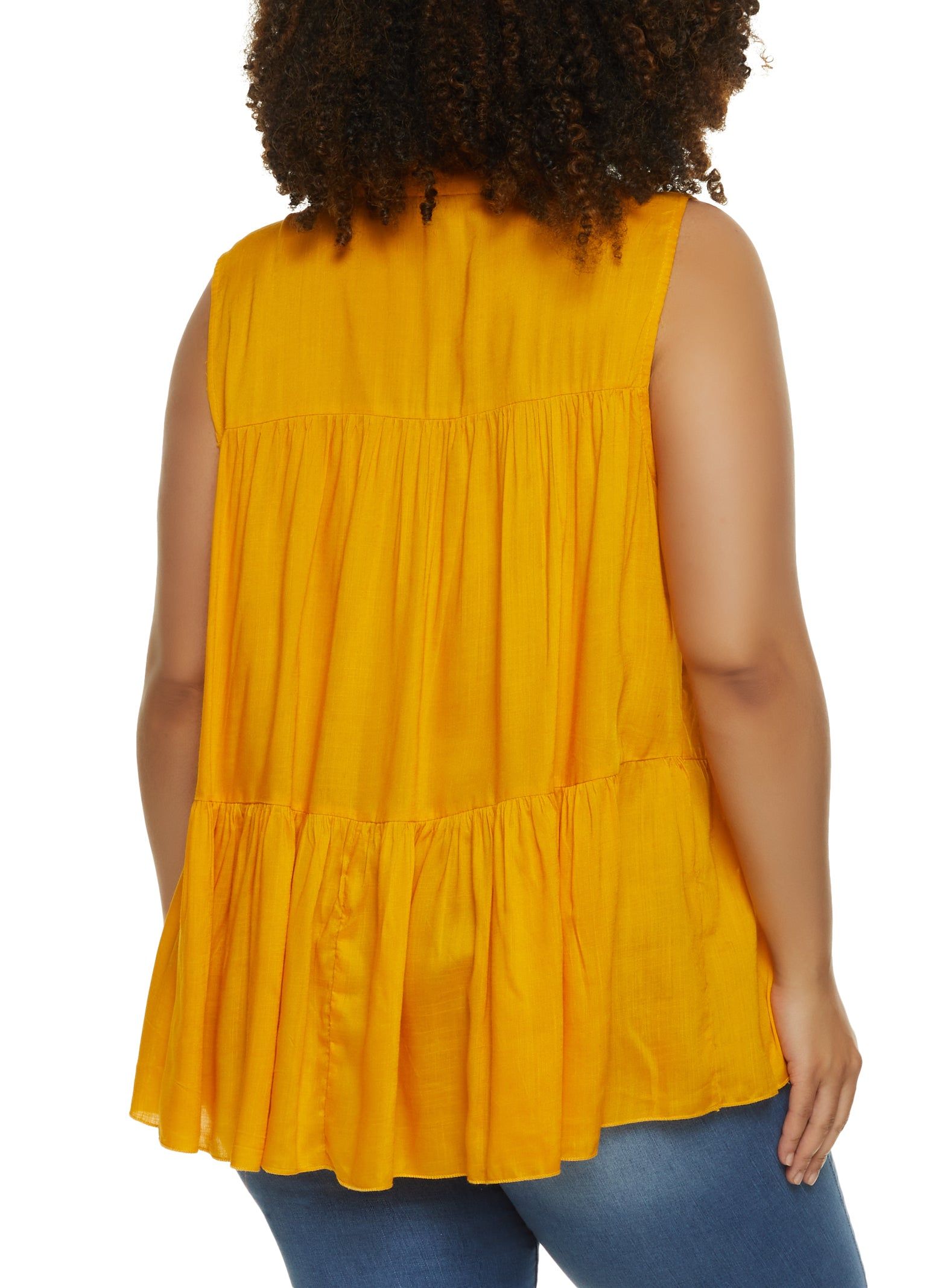 Plus Size Linen Tiered Button Front Shirt sold by Rainbow product image thumbnail 2