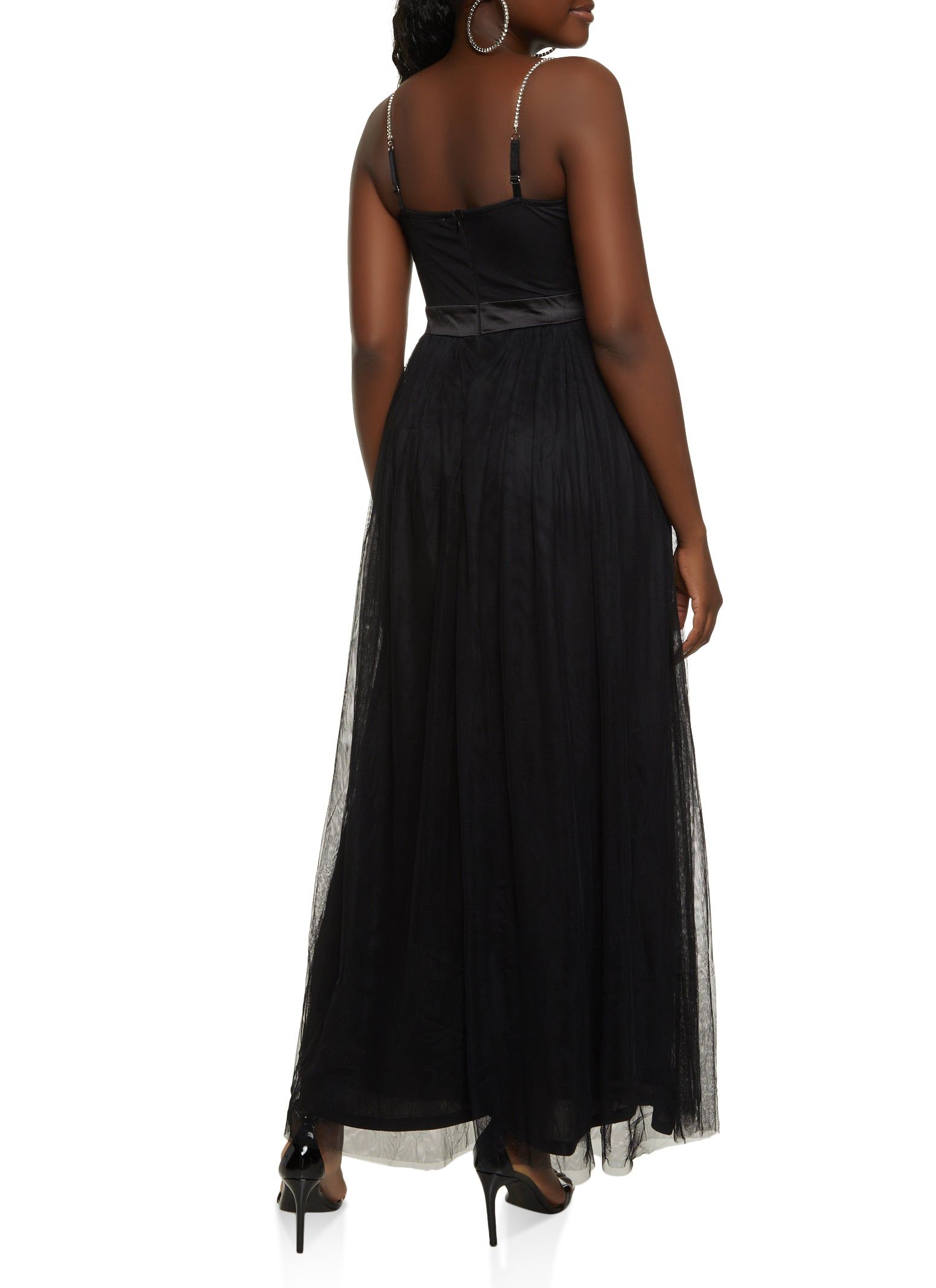Rhinestone Strap Tulle Corset Maxi Dress sold by Rainbow product image thumbnail 3