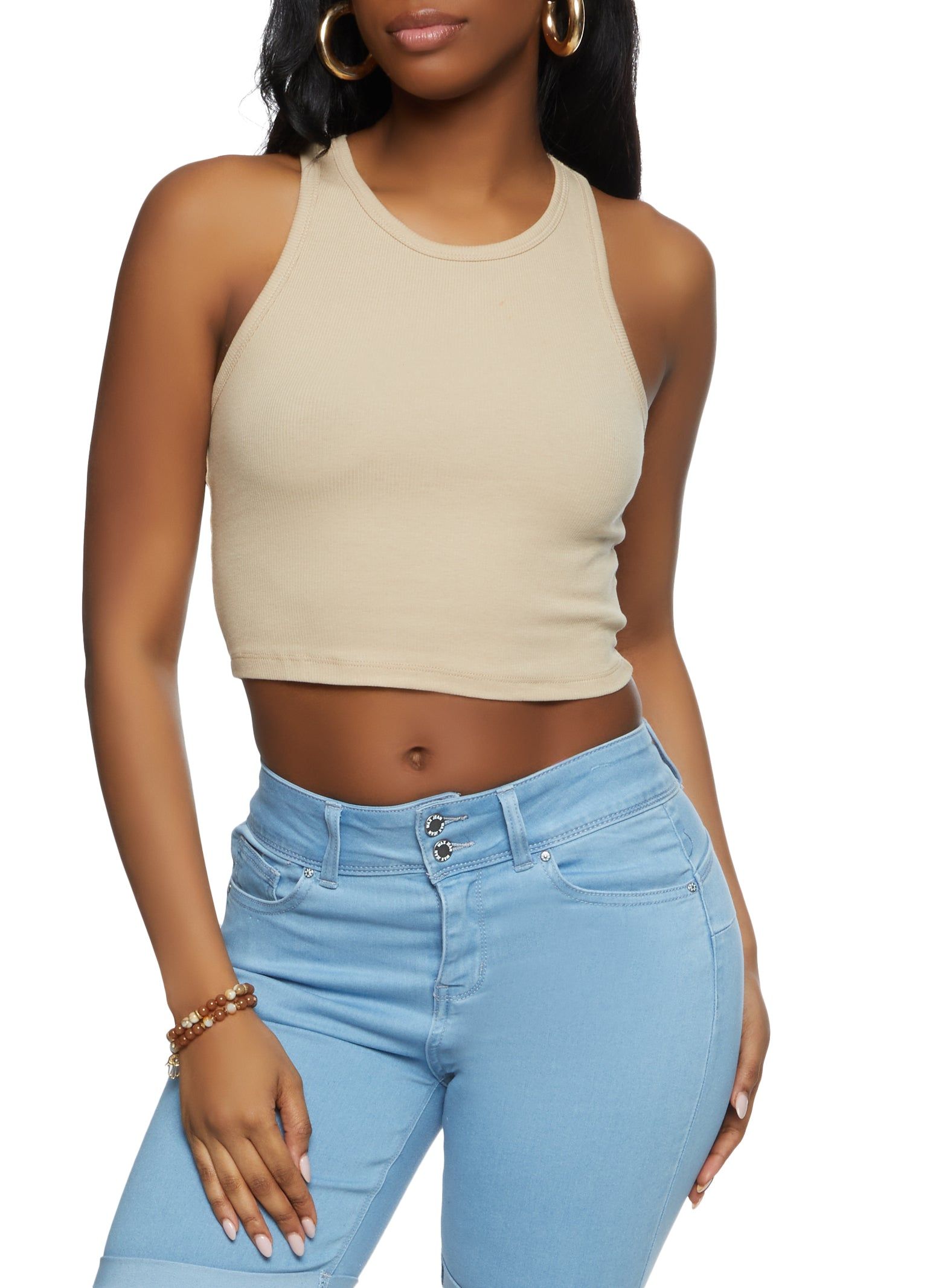 Basic Cropped Racerback Tank Top sold by Rainbow