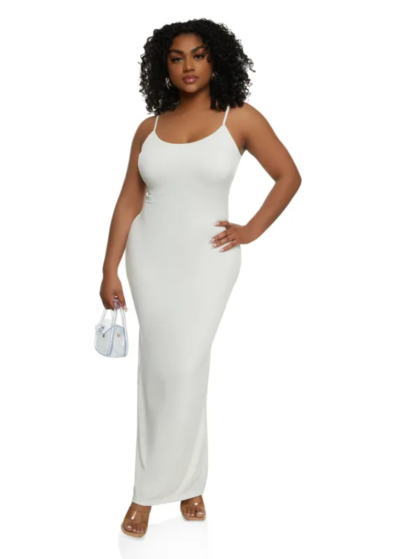 Haute Monde Spaghetti Strap Cami Maxi Slip Dress made by Rainbow